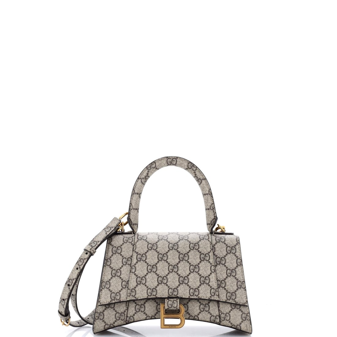 STRICT RULES GUCCI X BALENCIAGA HACKER PROJECT HOURGLASS TOP HANDLE BAG GG COATED CANNVAS (1 of 5)