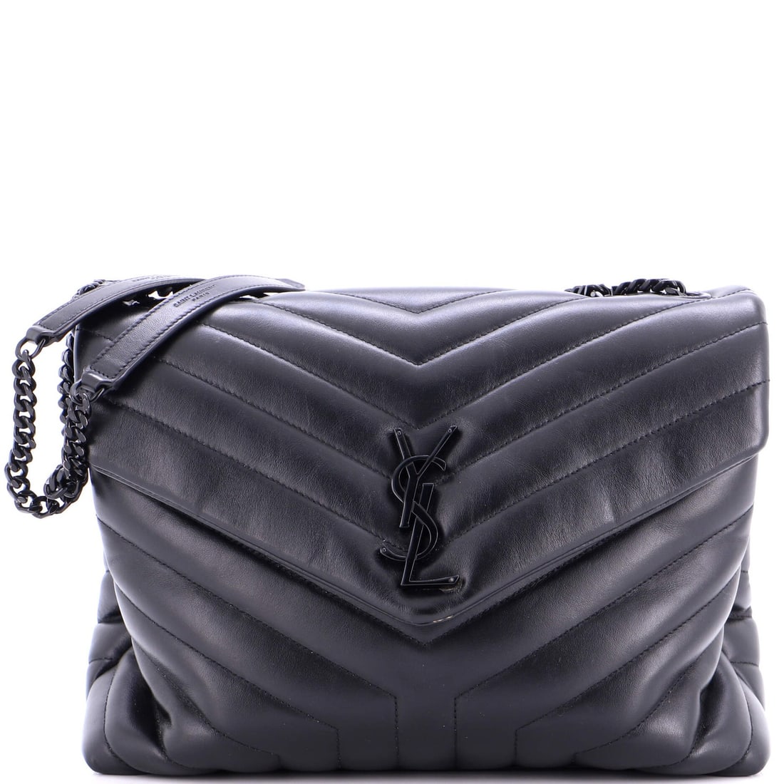 LouLou leather medium bag with matelasse chevron shoulder bag Saint Laurent: LouLou leather medium bag with matelasse chevron shoulder bag Saint Laurent The Loulou leather medium bag with matelasse chevron shoulder strap from Saint Laurent boasts sleek black leather exterior
