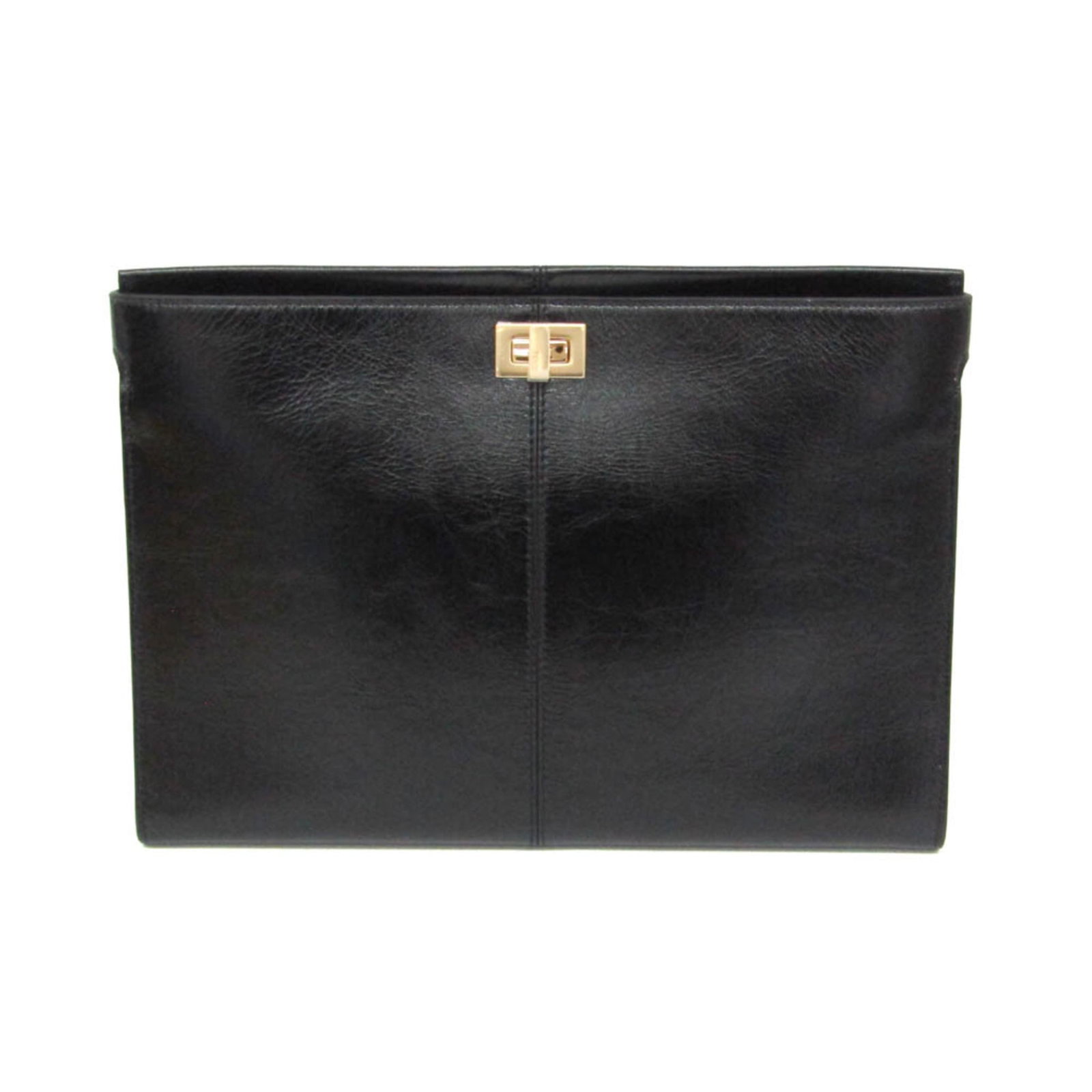 Fendi Clutch Bag Leather: Fendi Clutch Bag Leather This Fendi clutch bag features sleek black leather and a turn lock closure for secure opening. With an open pocket, zipper pocket, and card holder, this versatile design offer