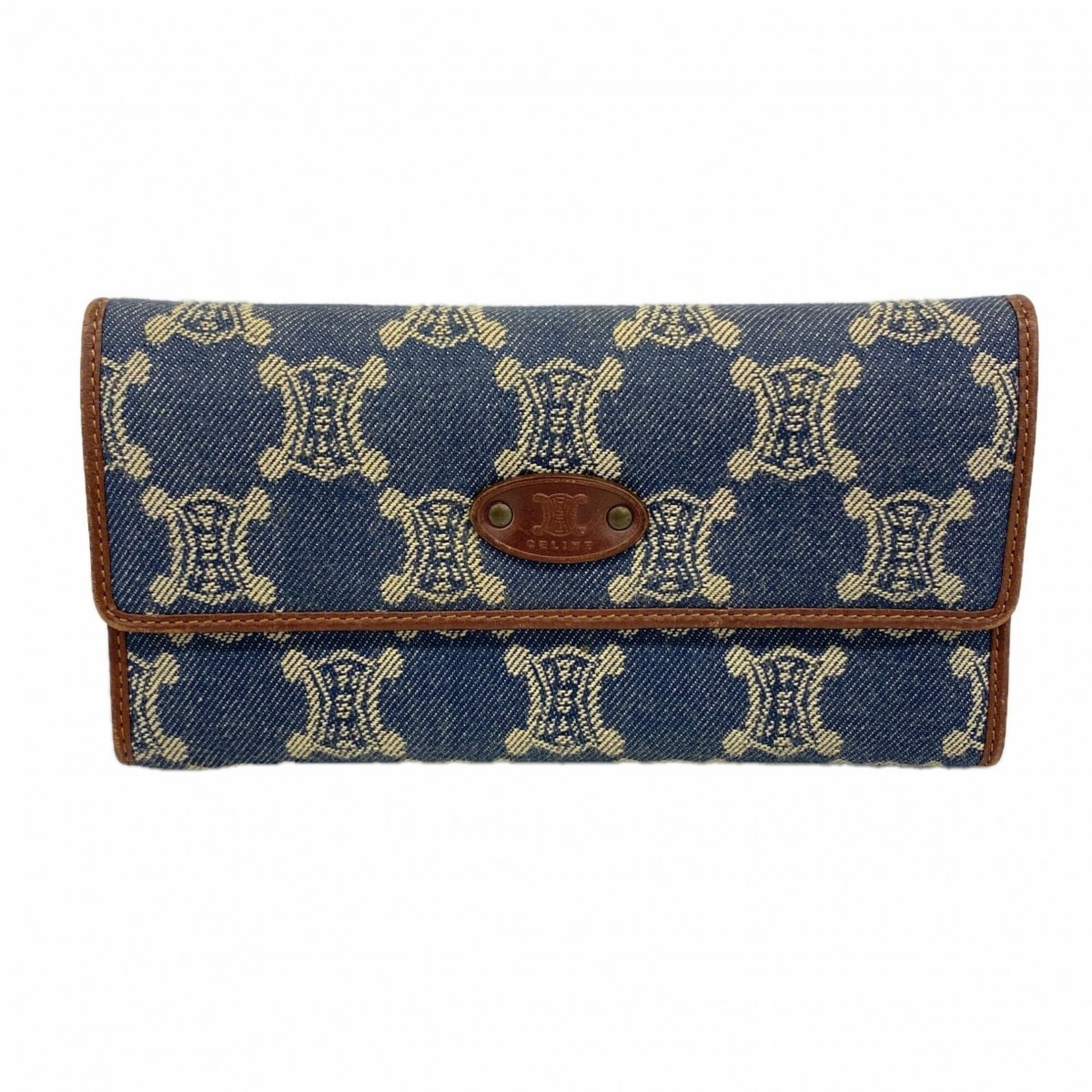 Celine Long Wallet (Bi-Fold) Denim: Celine Long Wallet (Bi-Fold) Denim The Celine Long Wallet (Bi-Fold) Denim features a unique blend of style and durability, with its denim material providing a rugged touch. With a bi-fold design and