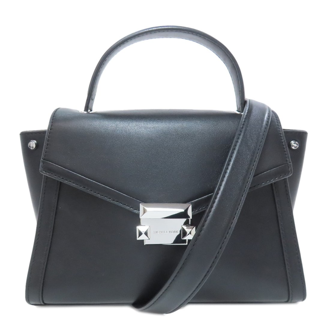 Kors Michael Leather Handbag Way: Kors Michael Leather Handbag Way The Kors Michael Leather Handbag Way features black leather exterior and is made of high-quality materials. This stylish handbag boasts a classic design with a