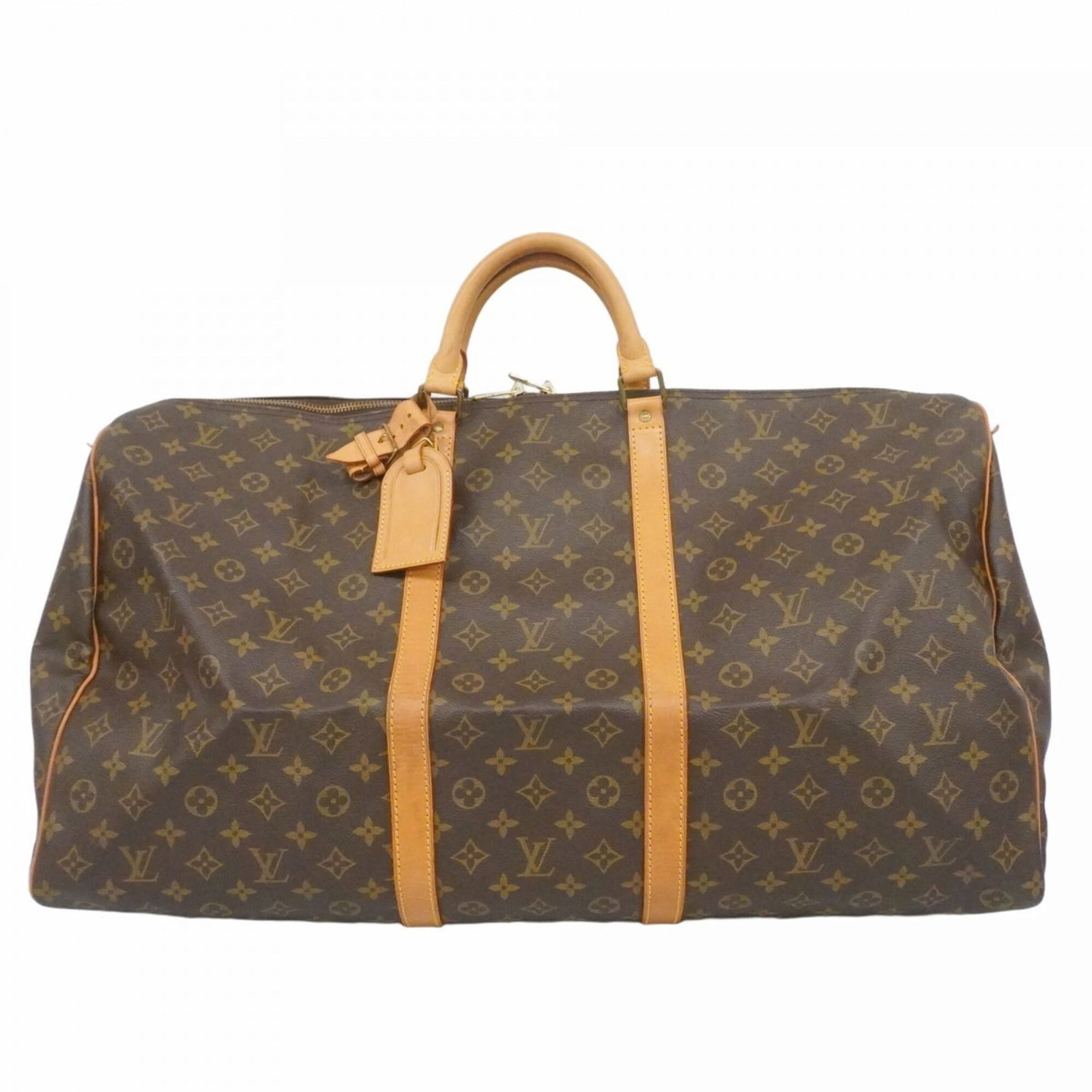 Louis Vuitton Boston Bag: Louis Vuitton Boston Bag Used Louis Vuitton Boston Bag in brown color with traces of usage and minor scratches. The bag measures 33cm x 61cm x 26.5cm and is generally in good condition despite showing