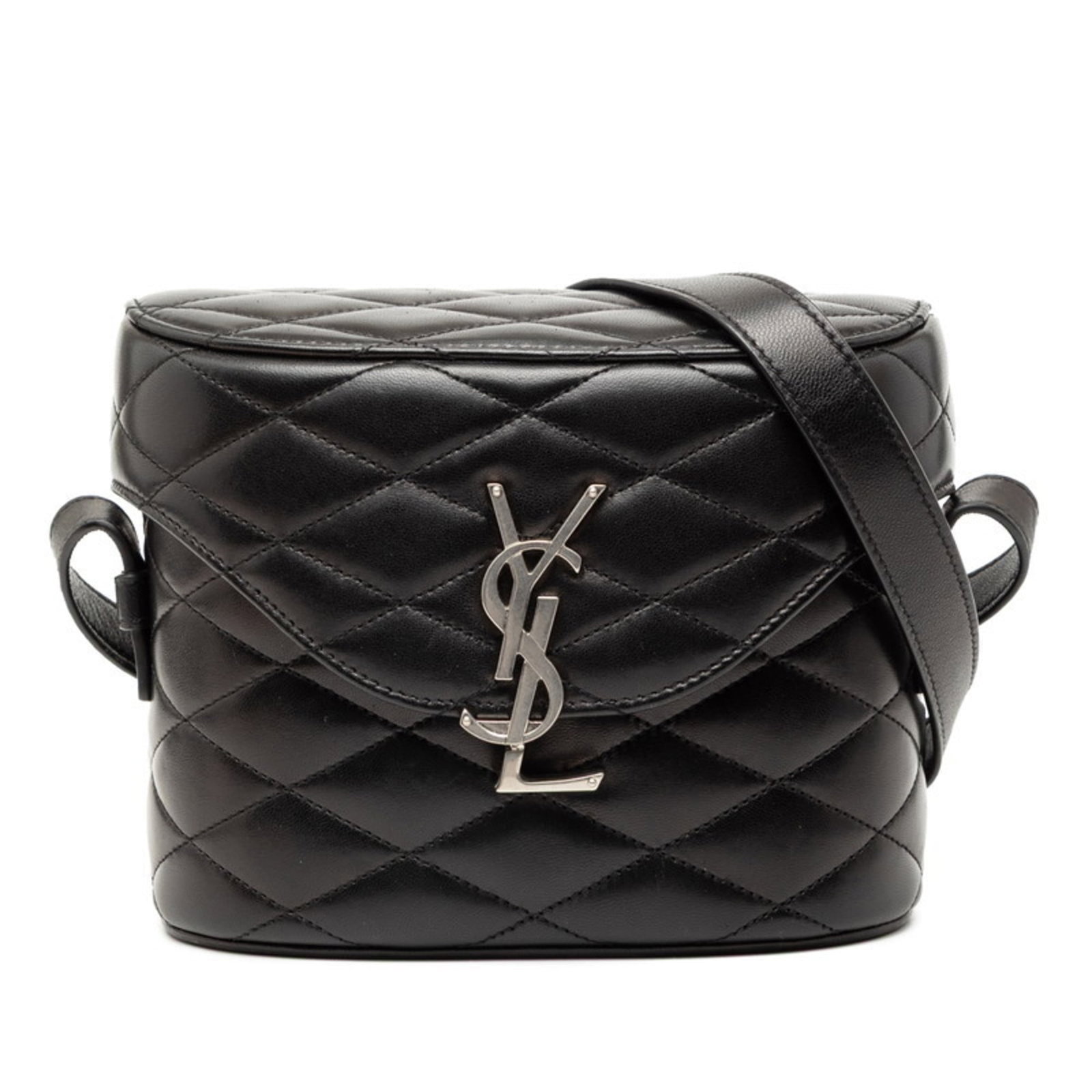 Saint Laurent Shoulder Bag Leather: Saint Laurent Shoulder Bag Leather This Saint Laurent shoulder bag features high-quality lambskin leather in black, with a classic design and timeless style. The bag has some signs of usage, including