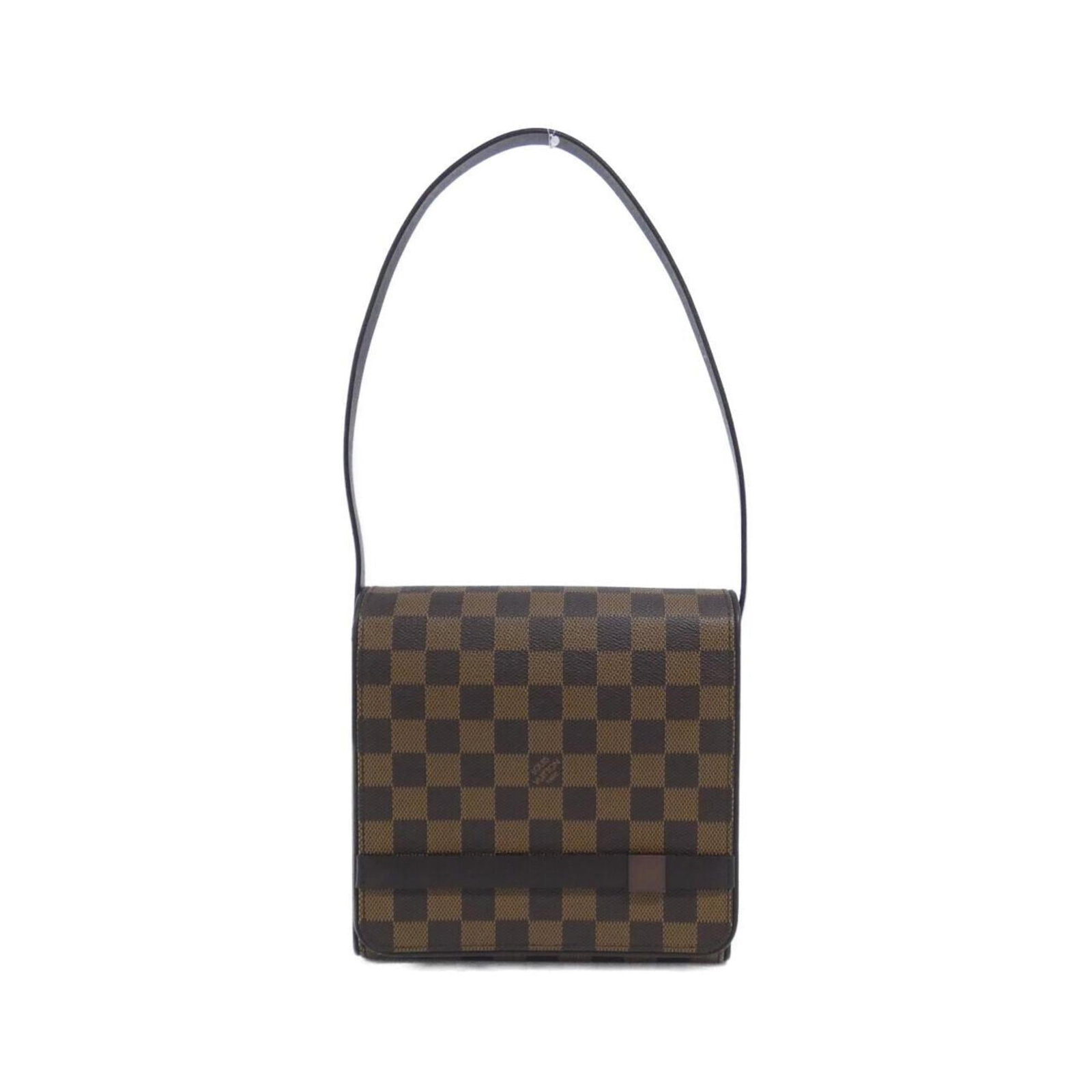 Louis Vuitton Shoulder Bag Coated Canvas: Louis Vuitton Shoulder Bag Coated Canvas Coated canvas construction provides durability and style in this Louis Vuitton shoulder bag. With its matte gold hardware and classic Ebene color, this bag