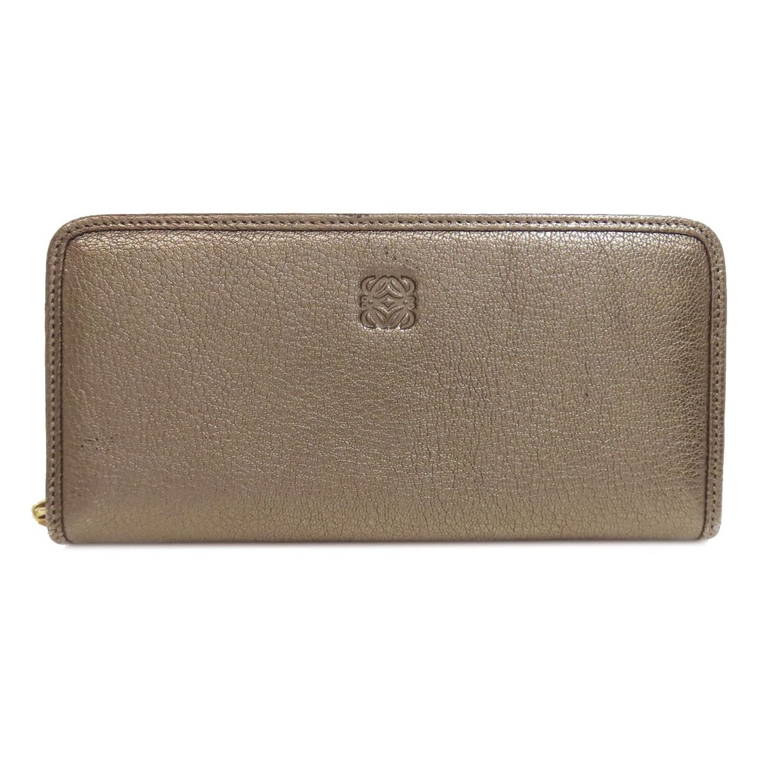 Around long wallet leather with coin pocket: Around long wallet leather with coin pocket A metallic gray long wallet with coin pocket features a high-quality leather construction. The wallet's exterior is made of durable gray leather, while its 