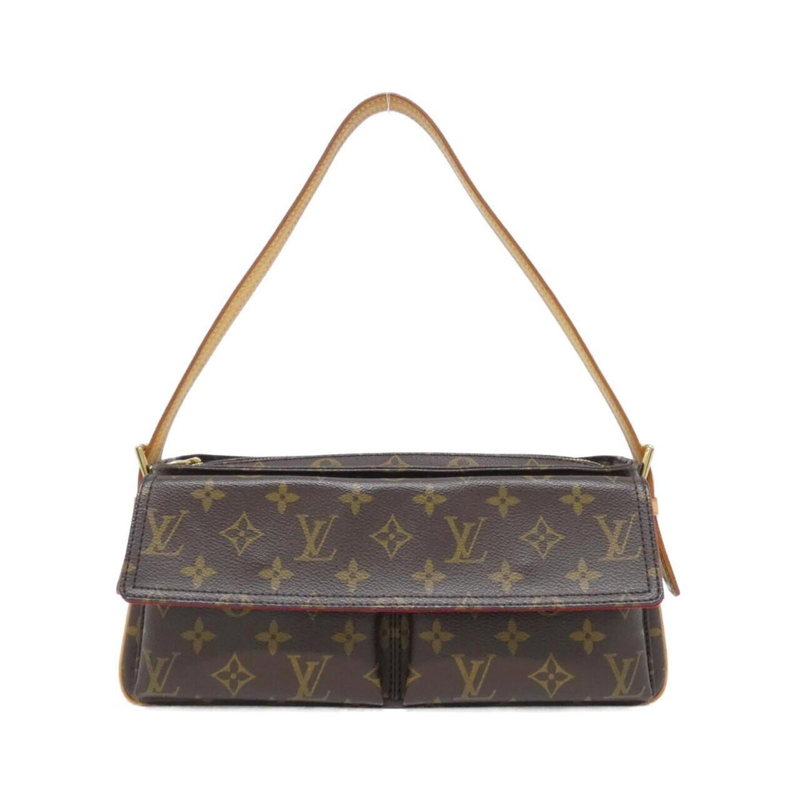 Louis Vuitton Shoulder Bag Monogram: Louis Vuitton Shoulder Bag Monogram The Louis Vuitton Shoulder Bag Monogram boasts its iconic maroon monogram pattern, a timeless design element of the brand. This pre-owned bag features a few traces 