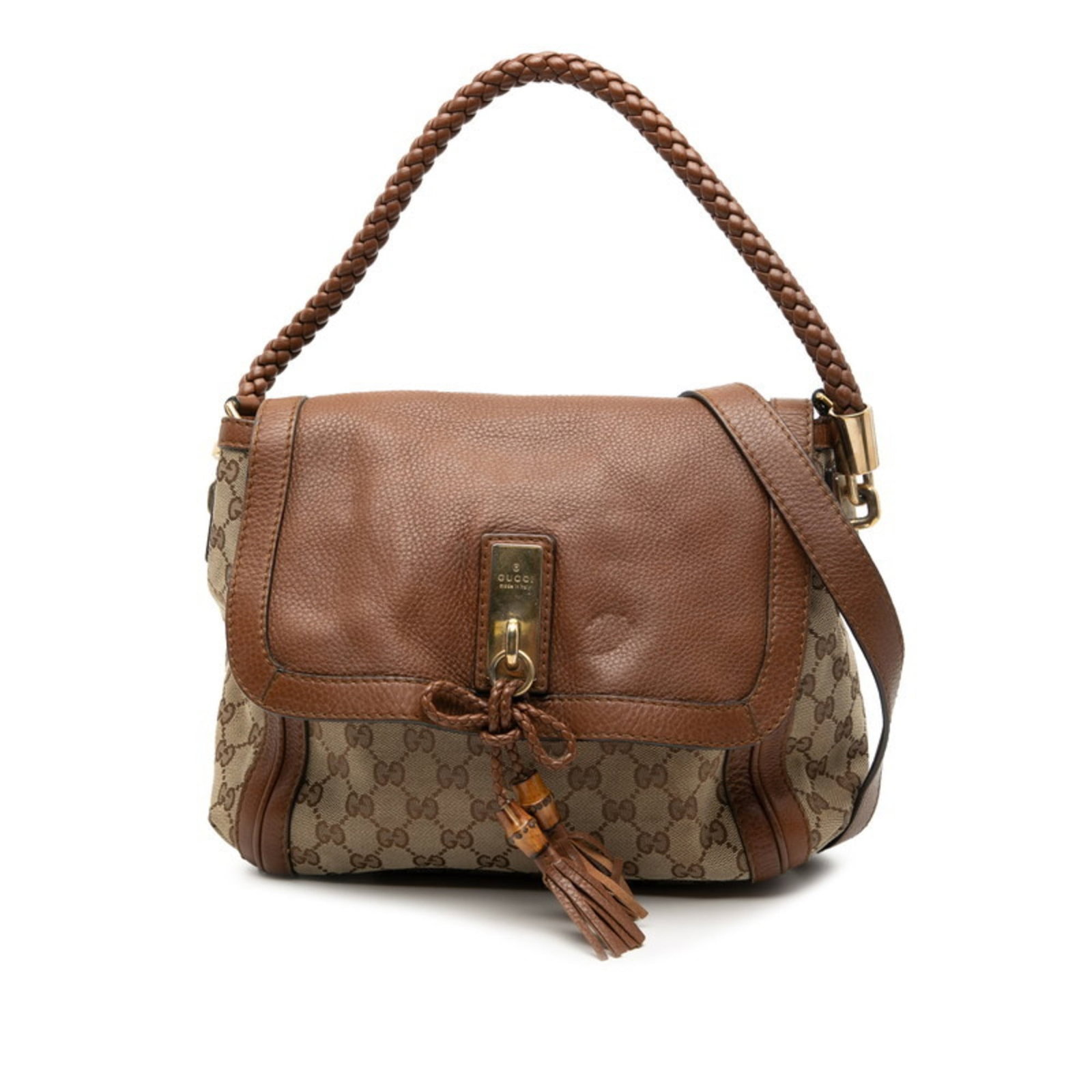 Gucci Handbag Shoulder Bag Canvas Leather: Gucci Handbag Shoulder Bag Canvas Leather Canvas and leather come together in this Gucci shoulder bag, boasting a timeless beige and brown color combination. Measuring 24cm x 31cm x 12cm, its classic