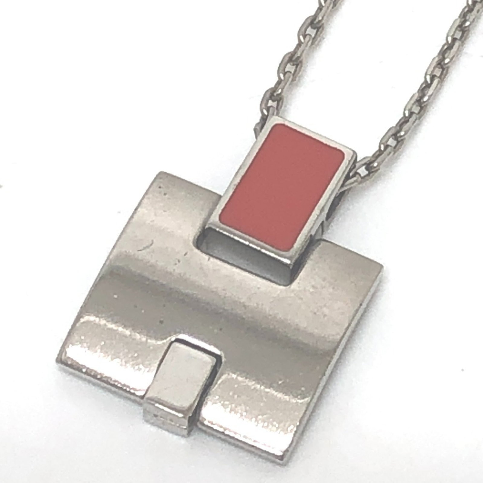 Hermes Eileen H-Motif Pendant Chain Necklace Metal Silver For Women. (1 of 9)