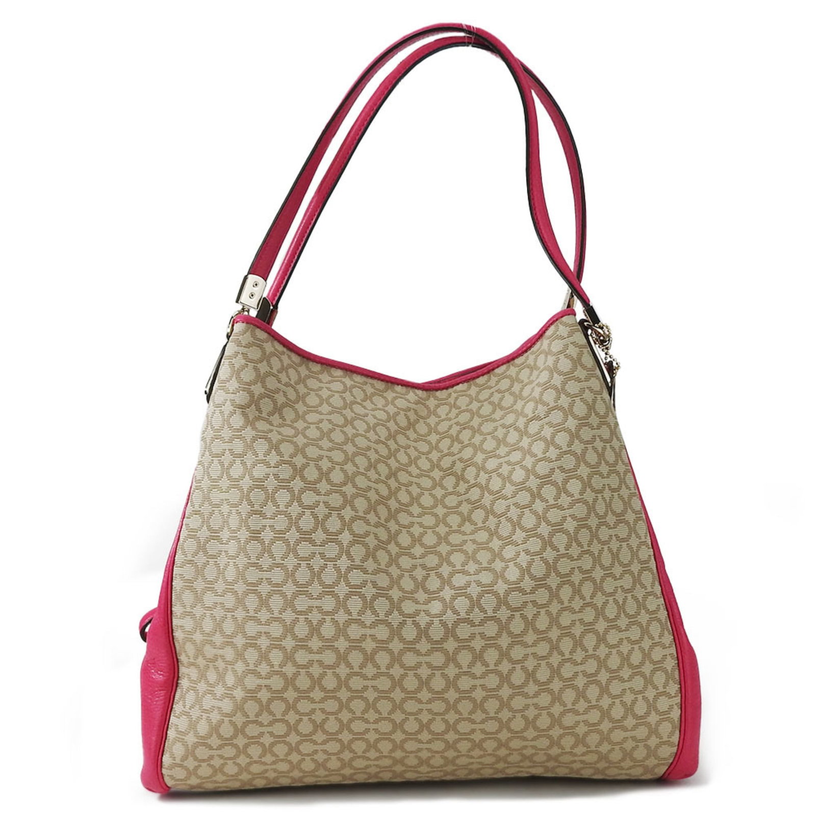 Coach Tote Bag Canvas Leather: Coach Tote Bag Canvas Leather The Coach Tote Bag Canvas Leather features a unique blend of canvas and leather materials in a beautiful pink beige color. With its casual style and magnet closure, this 