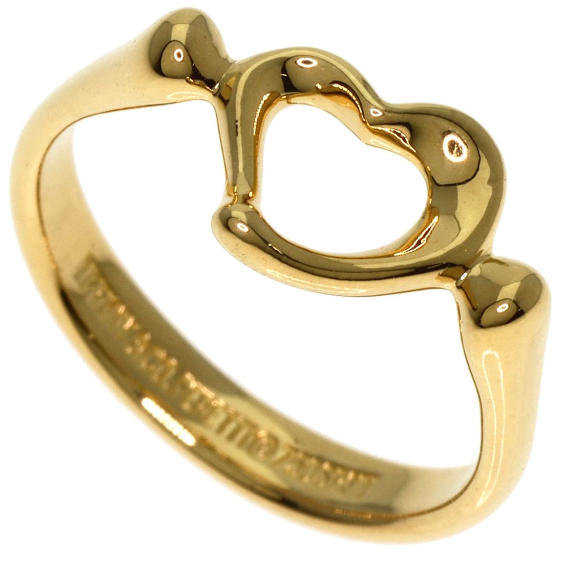 K18 yellow gold open heart ring by Tiffany&Co: K18 yellow gold open heart ring by Tiffany&Co K18 yellow gold open heart ring by Tiffany&Co. features a sleek design with no main stone, showcasing the beauty of the gold metal. This K18 purity