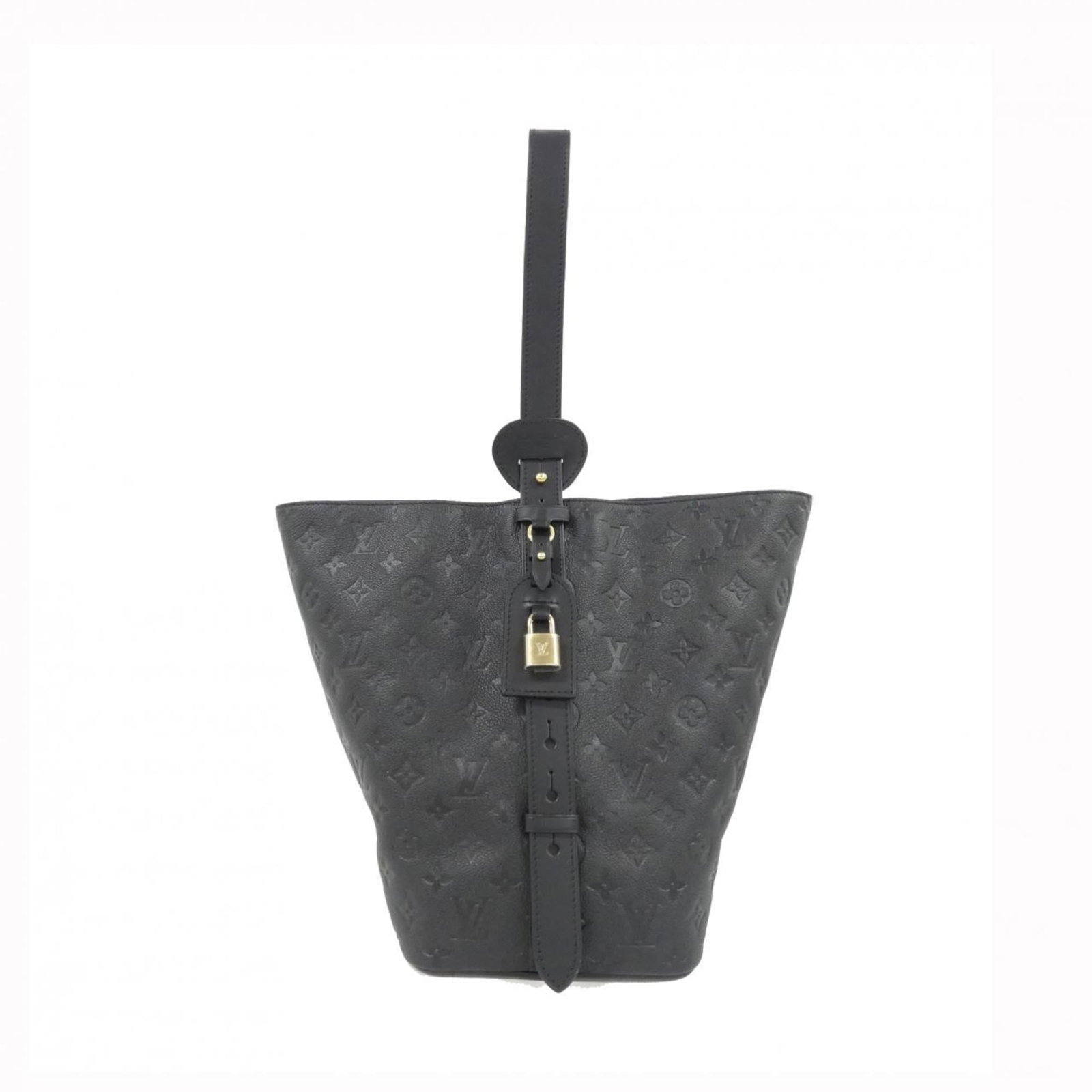 Louis Vuitton Shoulder Bag Leather: Louis Vuitton Shoulder Bag Leather Black calf leather shoulder bag from Louis Vuitton, featuring gold hardware and a classic design. The bag has some minor scratches and dirt, but remains in very good