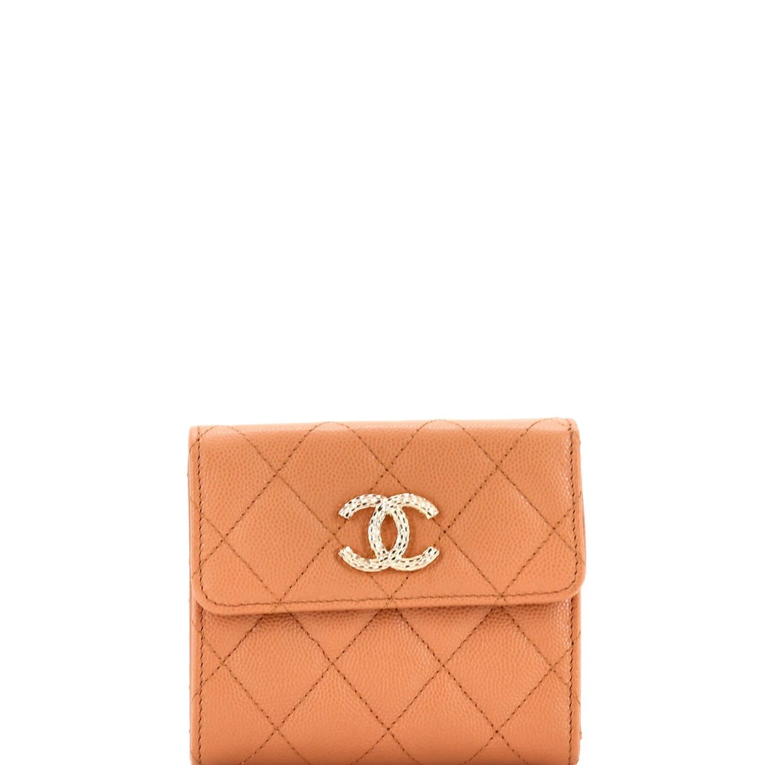 Caviar Chanel Wallet Small Quilted Double Trifold Flap: Caviar Chanel Wallet Small Quilted Double Trifold Flap The Caviar Chanel Small Quilted Double Trifold Flap Wallet boasts a neutral exterior with quilted detailing, adding a touch of sophistication to