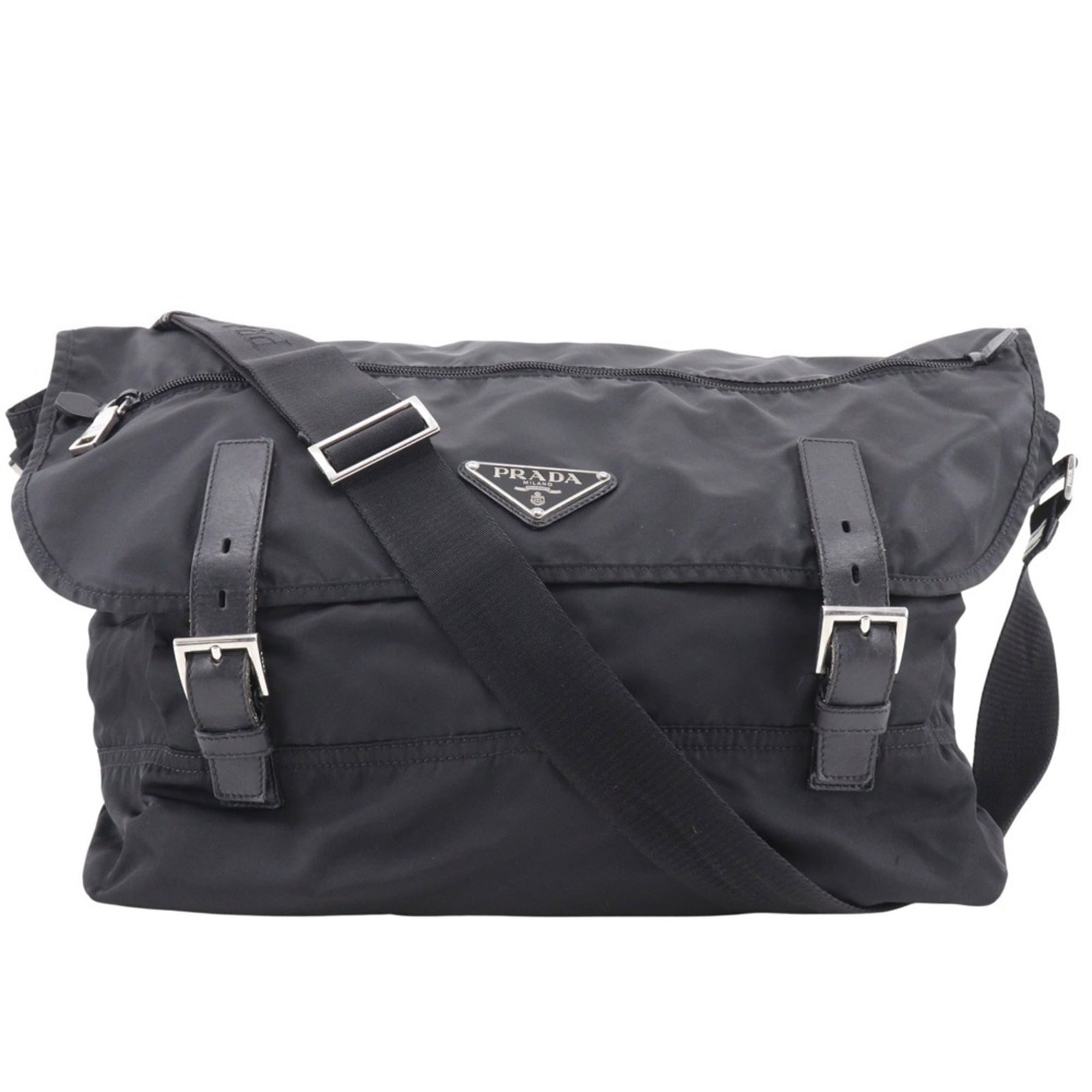 Prada Shoulder Bag Nylon: Prada Shoulder Bag Nylon This Prada Nylon shoulder bag features a sleek black design with a sturdy nylon material and adjustable strap drop. With its classic shape and timeless style, this versatile b