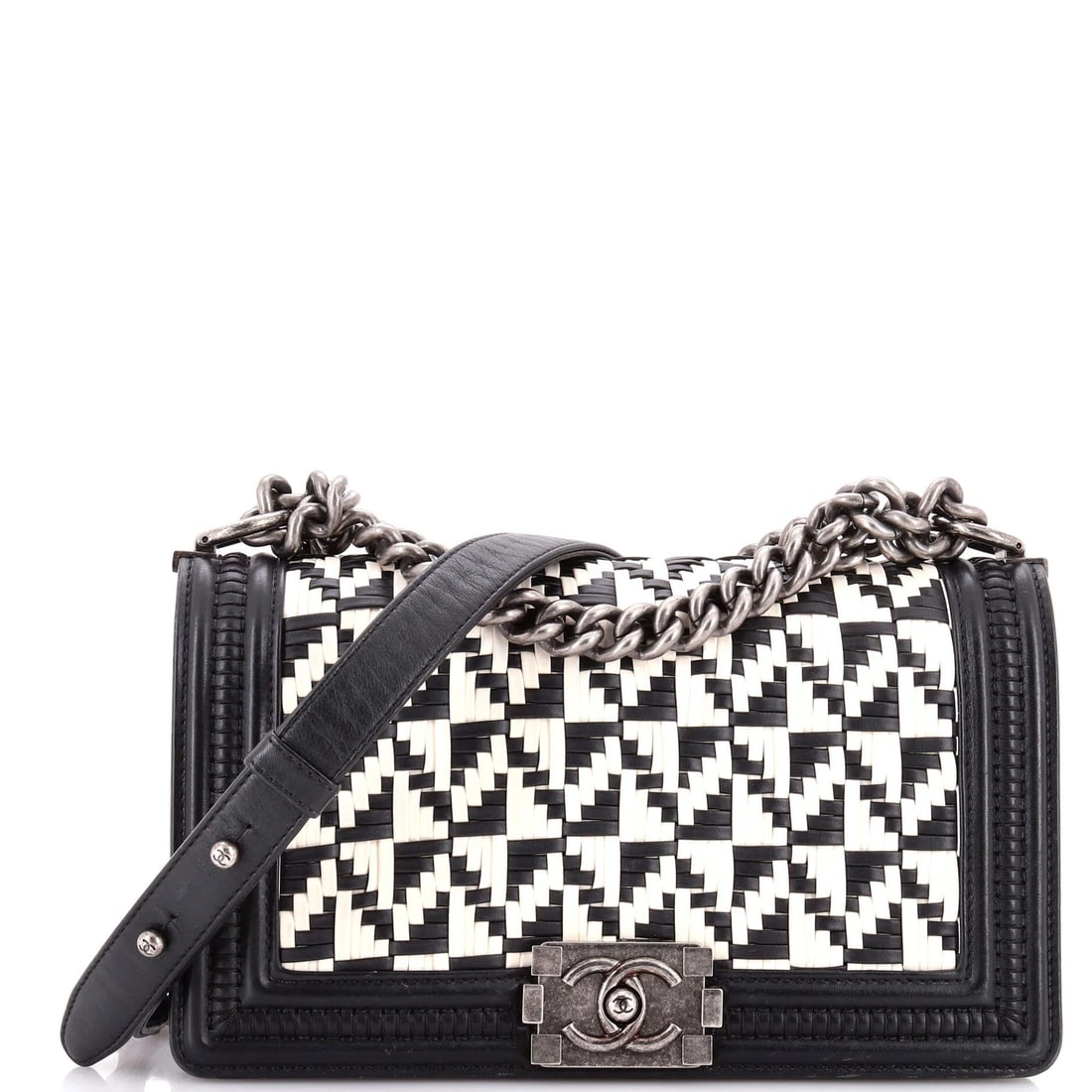 Calfskin Flap Boy Woven Chanel Medium Old Bag (1 of 8)