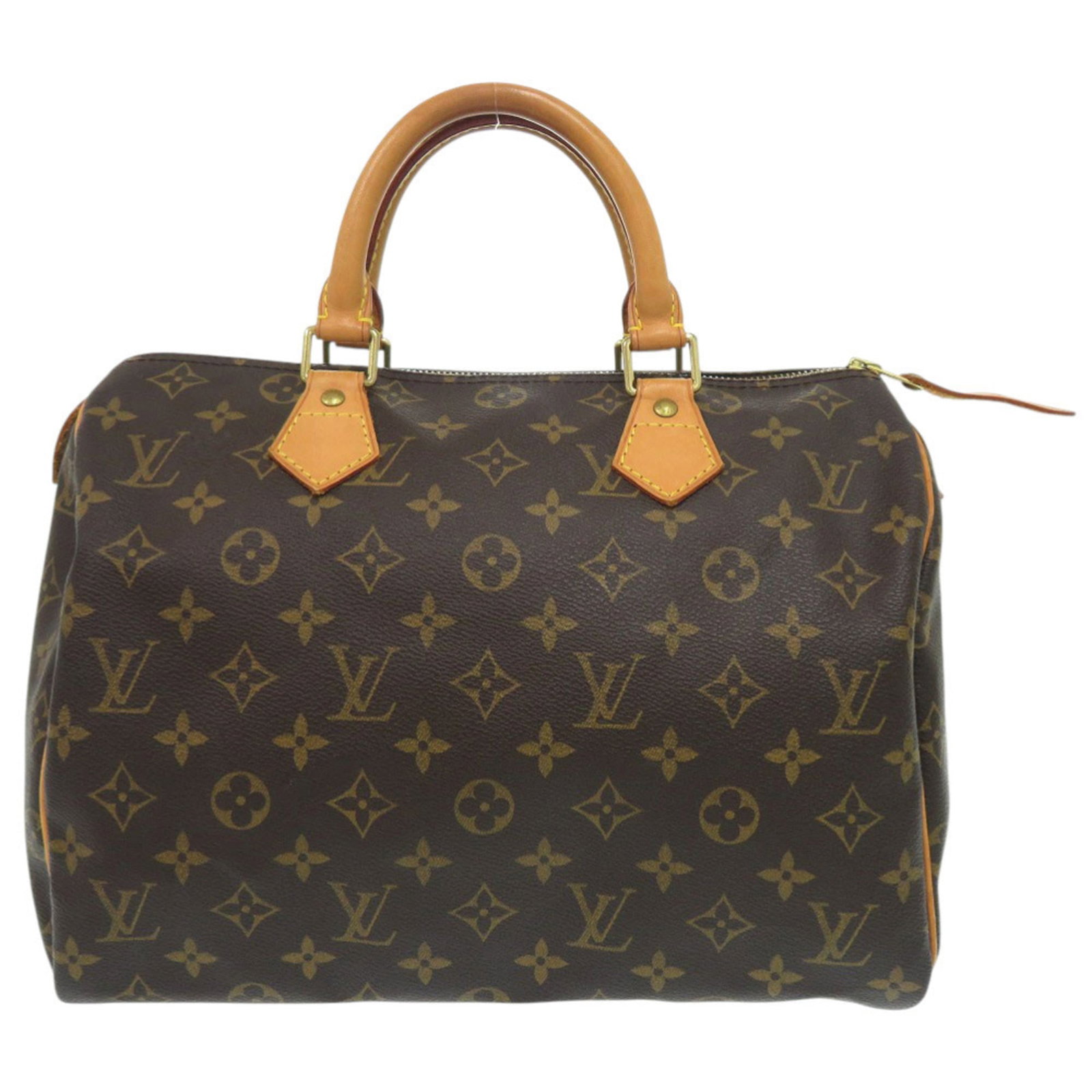 Louis Vuitton Handbag Monogram: Louis Vuitton Handbag Monogram Brown Louis Vuitton Monogram Handbag. This used handbag features the iconic monogram pattern and has a size of 22cm x 30cm x 17cm. It shows signs of usage with scratches