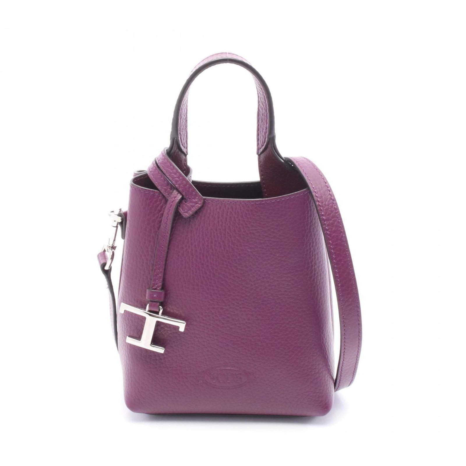 Tod'S Handbag Leather: Tod'S Handbag Leather Tod'S Handbag Leather is a unique and stylish accessory featuring rich purple leather. With its compact size and subtle scratches, this used handbag exudes a sense of worn elegan