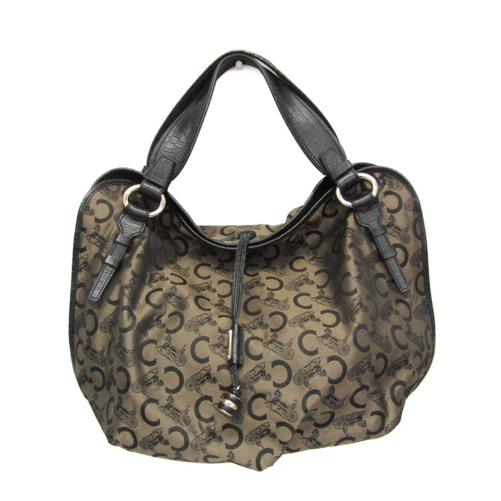 Celine Handbag Tote Bag Canvas Leather: Celine Handbag Tote Bag Canvas Leather This Celine Handbag Tote Bag Canvas Leather is a stylish and versatile accessory. With its embossed leather exterior in beige and black, magnetic snap closure, a