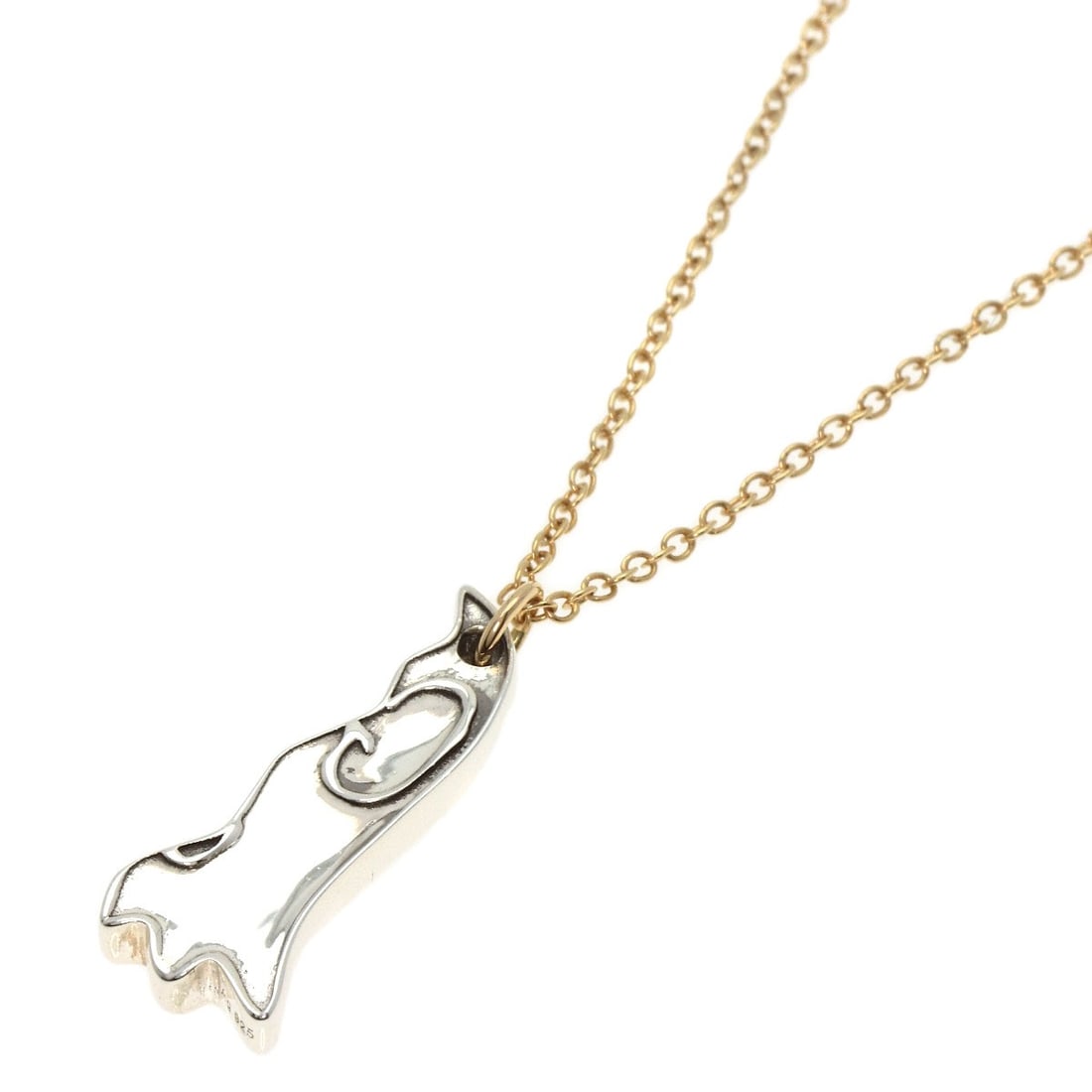 One side only silver necklace gold yellow 18k: One side only silver necklace gold yellow 18k Silver necklace with gold yellow 18k finish, featuring a unique side-only design. Made from high-quality silver metal, this elegant accessory measures 19.