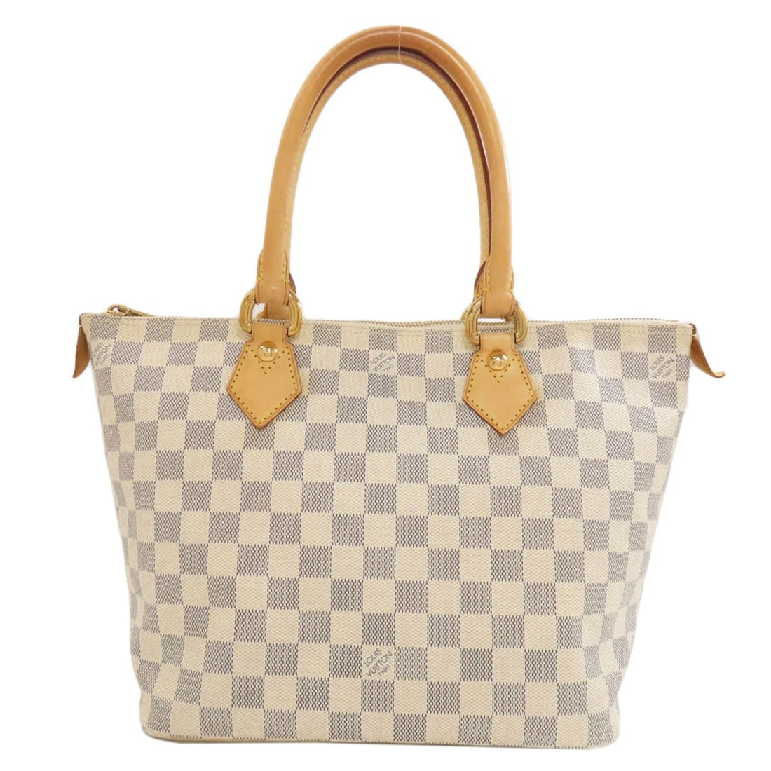 Damier Canvas Louis Vuitton Saleya Tote Bag Pm N51186: Damier Canvas Louis Vuitton Saleya Tote Bag Pm N51186 Damier canvas tote bag from LOUIS VUITTON in white exterior with classic design. This iconic style features Damier pattern, a timeless and
