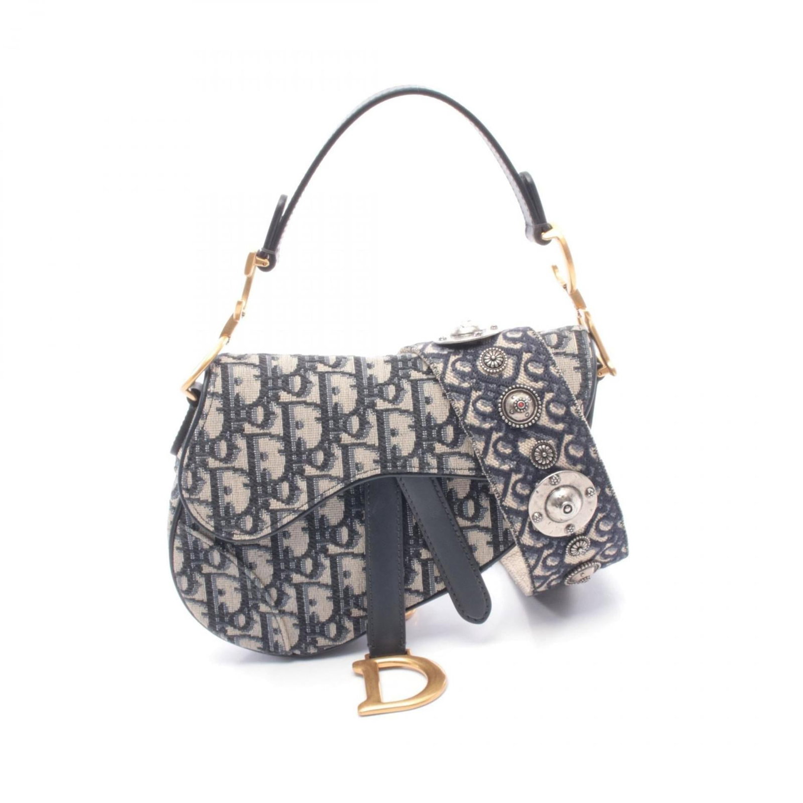 Christian Dior Handbag Saddle Bag Canvas Leather: Christian Dior Handbag Saddle Bag Canvas Leather The Christian Dior Saddle Bag boasts a timeless canvas and leather design in classic ivory and navy hues. With its clean lines and structured shape, th