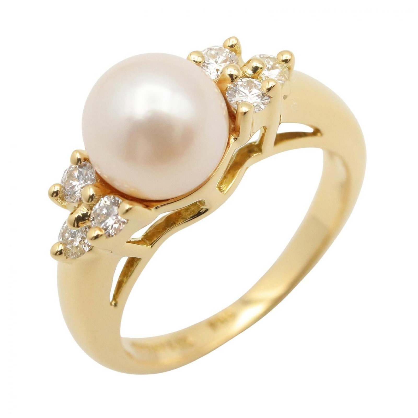 Tiffany Band Ring Yellow Gold (18K): Tiffany Band Ring Yellow Gold (18K) Tiffany's iconic yellow gold band ring features a clear diamond and pearl stone, showcasing a classic design with timeless elegance. The 18K yellow gold constructio