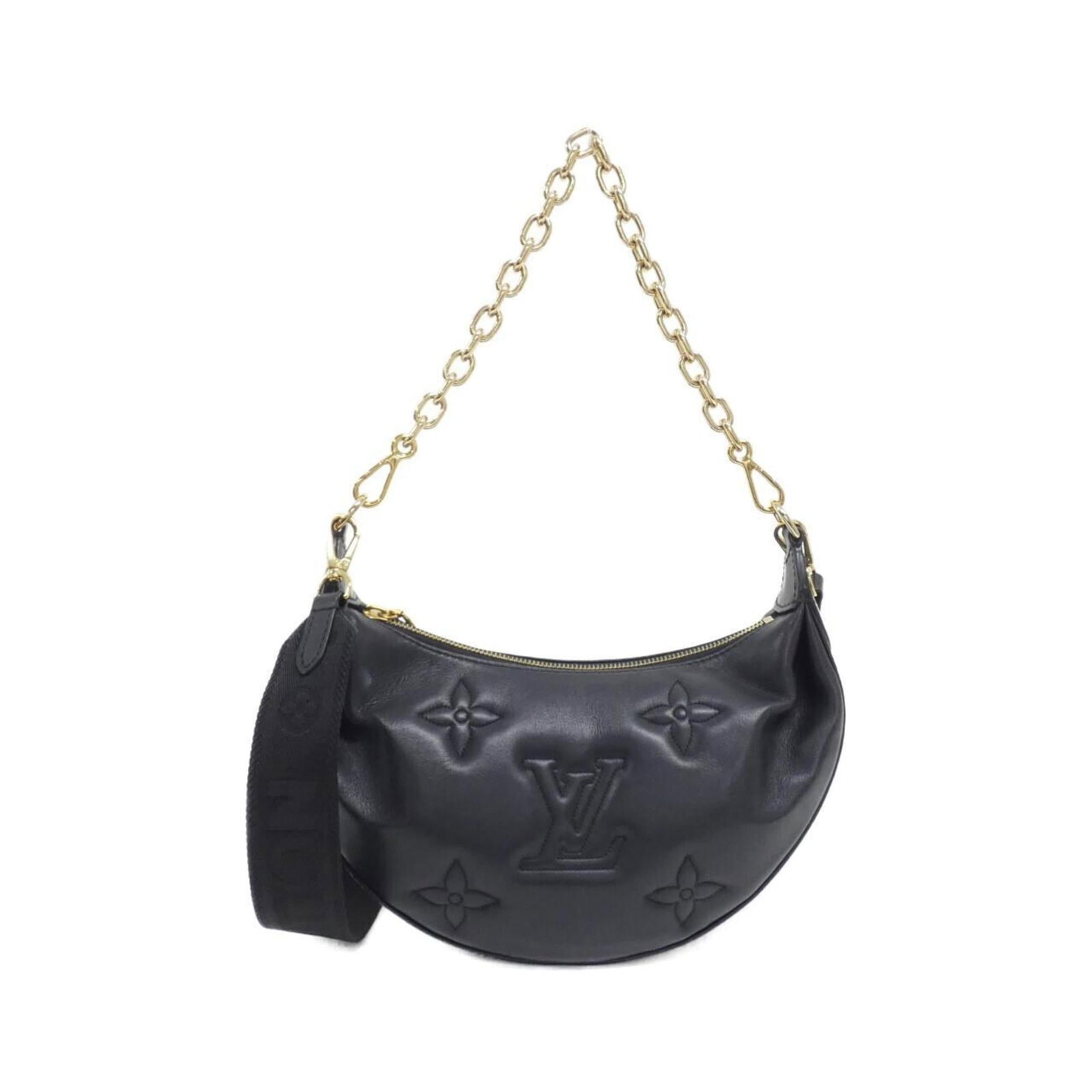 Louis Vuitton Shoulder Bag Leather: Louis Vuitton Shoulder Bag Leather This Louis Vuitton shoulder bag features high-quality black leather and gold hardware, crafted from durable calfskin. Its classic design makes it a timeless accessor