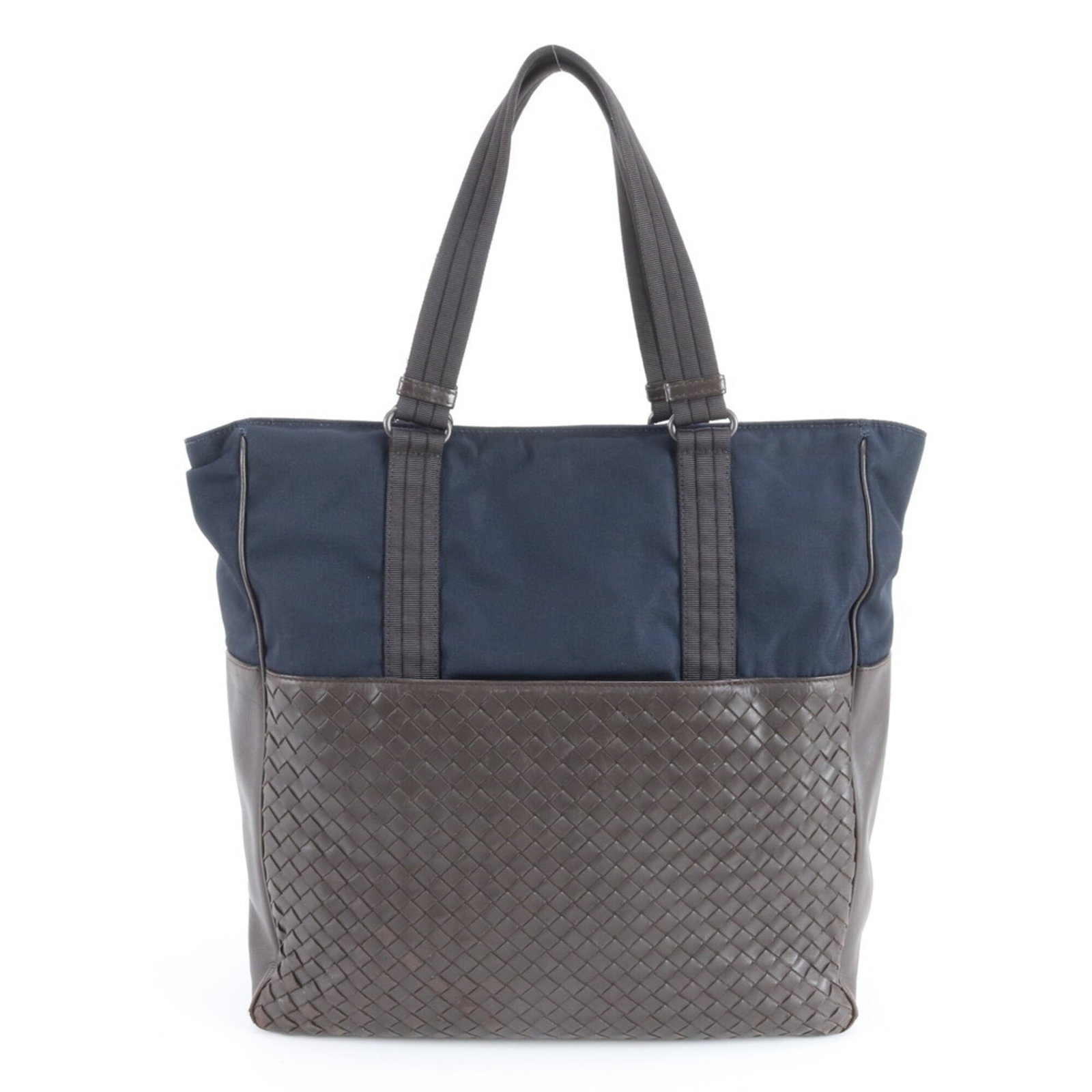 Bottega Veneta Handbag Tote Bag Leather Nylon: Bottega Veneta Handbag Tote Bag Leather Nylon Bottega Veneta's iconic leather and nylon blend makes this tote bag a stylish and versatile accessory. With its classic brown color and navy accents, this