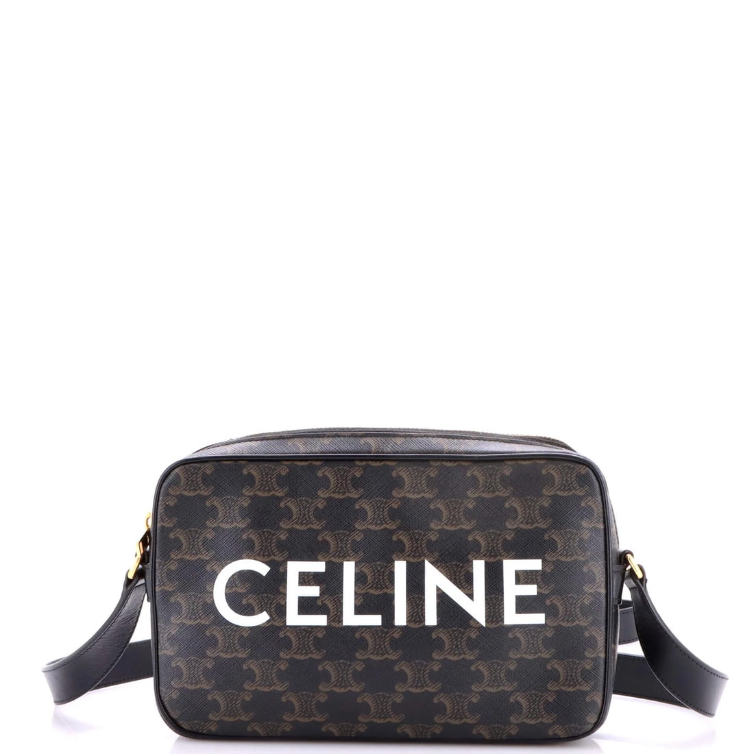 Triomphe Medium Coated Canvas Celine Bag Logger: Triomphe Medium Coated Canvas Celine Bag Logger The Triomphe Medium Coated Canvas Celine Bag Logger boasts a rich brown exterior with minor creases and corner wear, giving it a subtle, worn-in look.