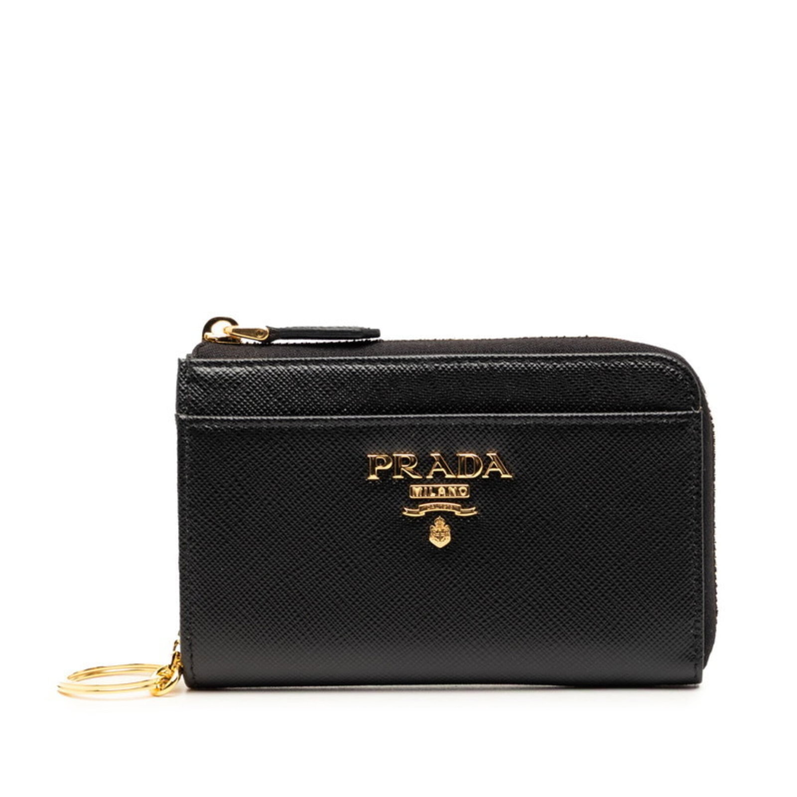 Prada Coin Purse/Coin Case Leather: Prada Coin Purse/Coin Case Leather This Prada Coin Purse/Coin Case in Saffiano Leather features a sleek design with a zipper closure. Made from high-quality leather, its classic style makes it a timel