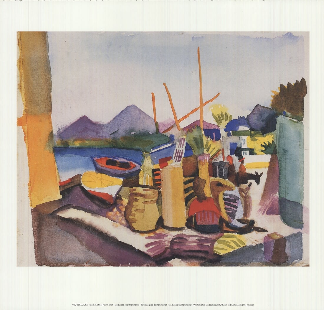 Strict Rules Moderni Landscape 17" x 17.75" Offset Lithograph August: Strict Rules Moderni Landscape 17" x 17.75" Offset Lithograph August August Macke's Strict Rules Moderni Landscape is a stunning offset lithograph, measuring 17 inches by 17.75 inches, featuring the a
