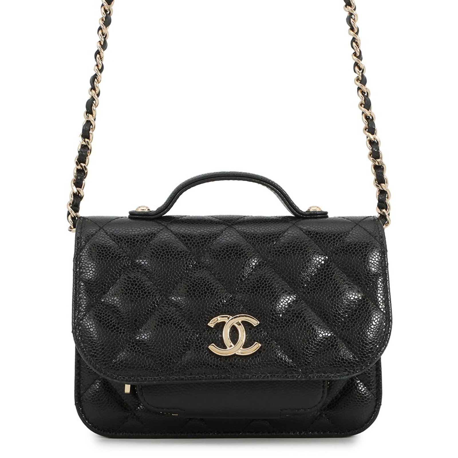 Chanel Chain/Shoulder Wallet Grained Calfskin: Chanel Chain/Shoulder Wallet Grained Calfskin The Chanel Chain/Shoulder Wallet Grained Calfskin boasts sleek design and premium materials. Made from high-quality grained calfskin, this classic
