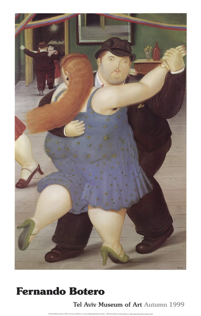 Contemporary Fernando Botero Brown 37 x 23 Dancers Poster 1999 (1 of 1)