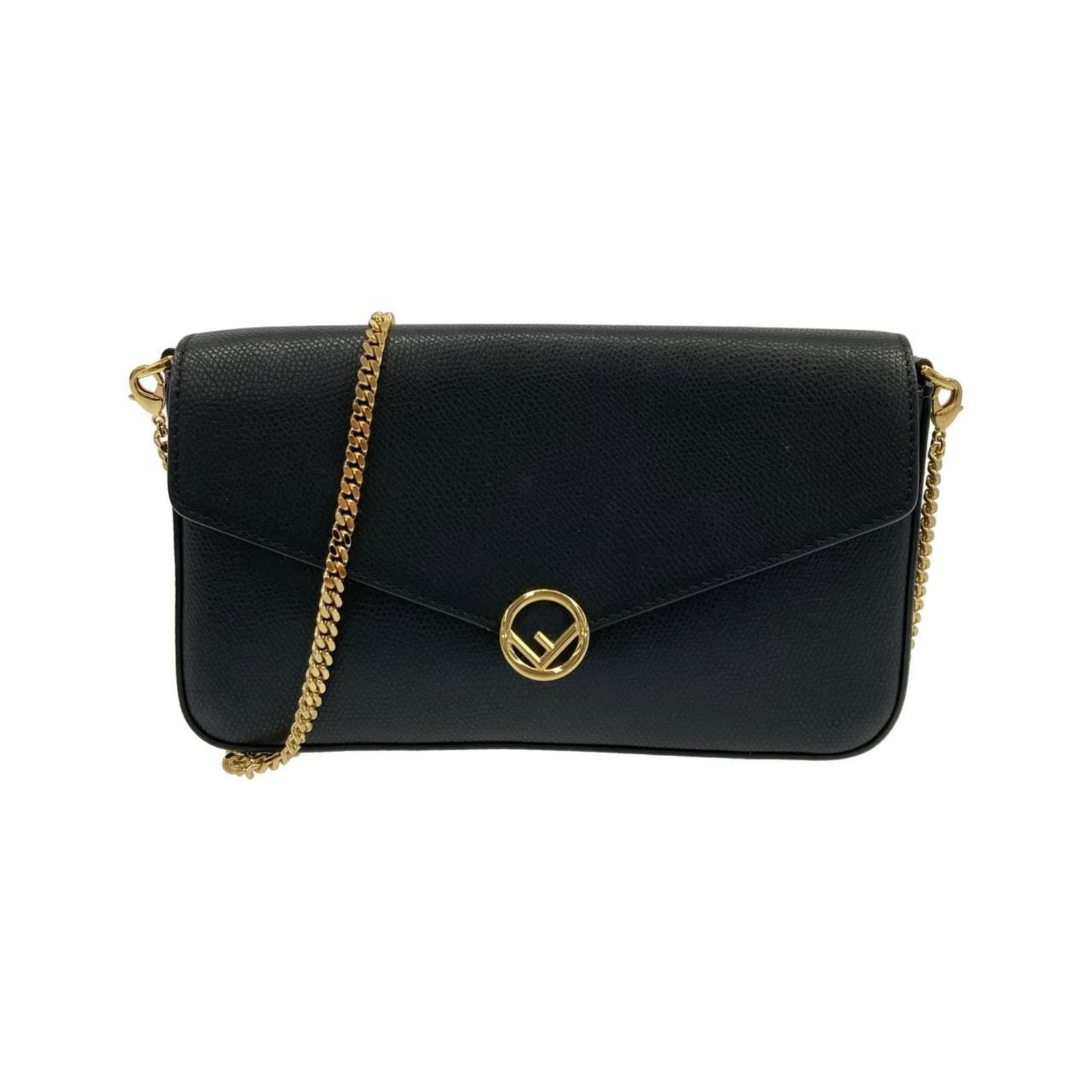 Fendi Shoulder Bag Leather: Fendi Shoulder Bag Leather The Fendi shoulder bag features high-quality calfskin leather in black, adorned with gold hardware. Its classic design and sturdy construction make it a timeless accessory f