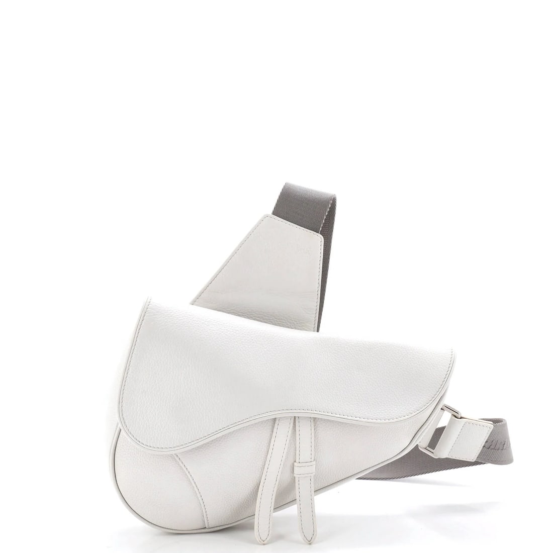 Crossbody bag leather saddle Dior Christian: Crossbody bag leather saddle Dior Christian The Dior Saddle Crossbody Bag features a sleek white leather exterior with silver hardware. This stylish bag boasts a classic design with a cross-body strap