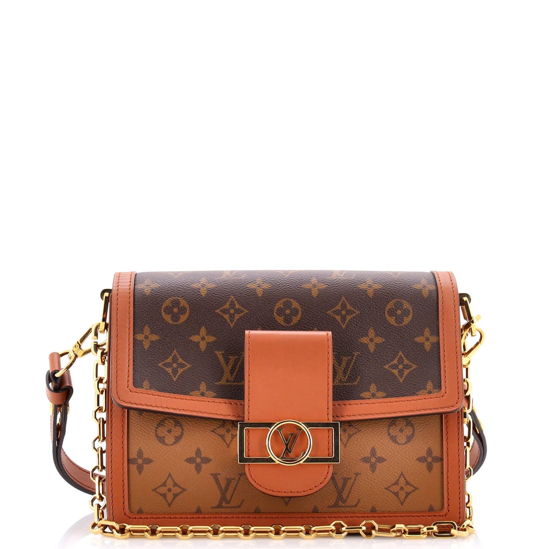 Louis Vuitton Dauphine Reverse Monogram Shoulder Bag Canvas MM: Louis Vuitton Dauphine Reverse Monogram Shoulder Bag Canvas MM The Louis Vuitton Dauphine Reverse Monogram Shoulder Bag Canvas MM boasts a classic design with its iconic reverse monogram pattern and s