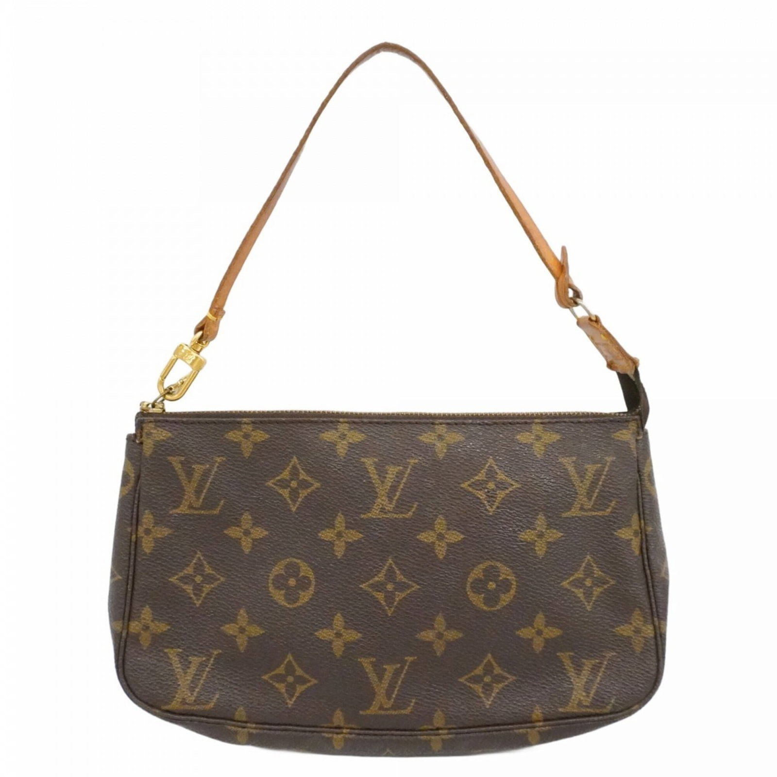 Louis Vuitton Pouch: Louis Vuitton Pouch Brown Louis Vuitton Pouch with Traces of Usage. This used pouch features scratches and dirt, showing signs of previous use, but remains in good condition overall. With its classic