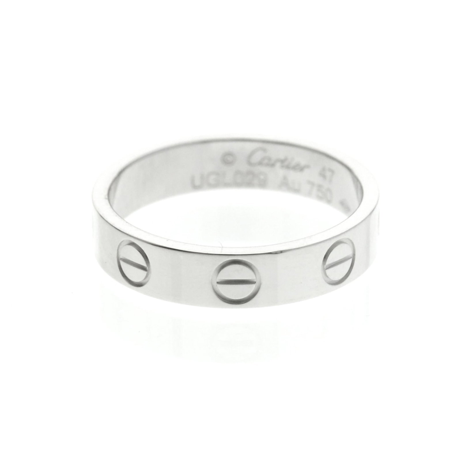Cartier Band Ring White Gold (18K): Cartier Band Ring White Gold (18K) Cartier's iconic band ring style is showcased in this 18K white gold piece, featuring a slender profile and elegant design. With its silver tone and subtle