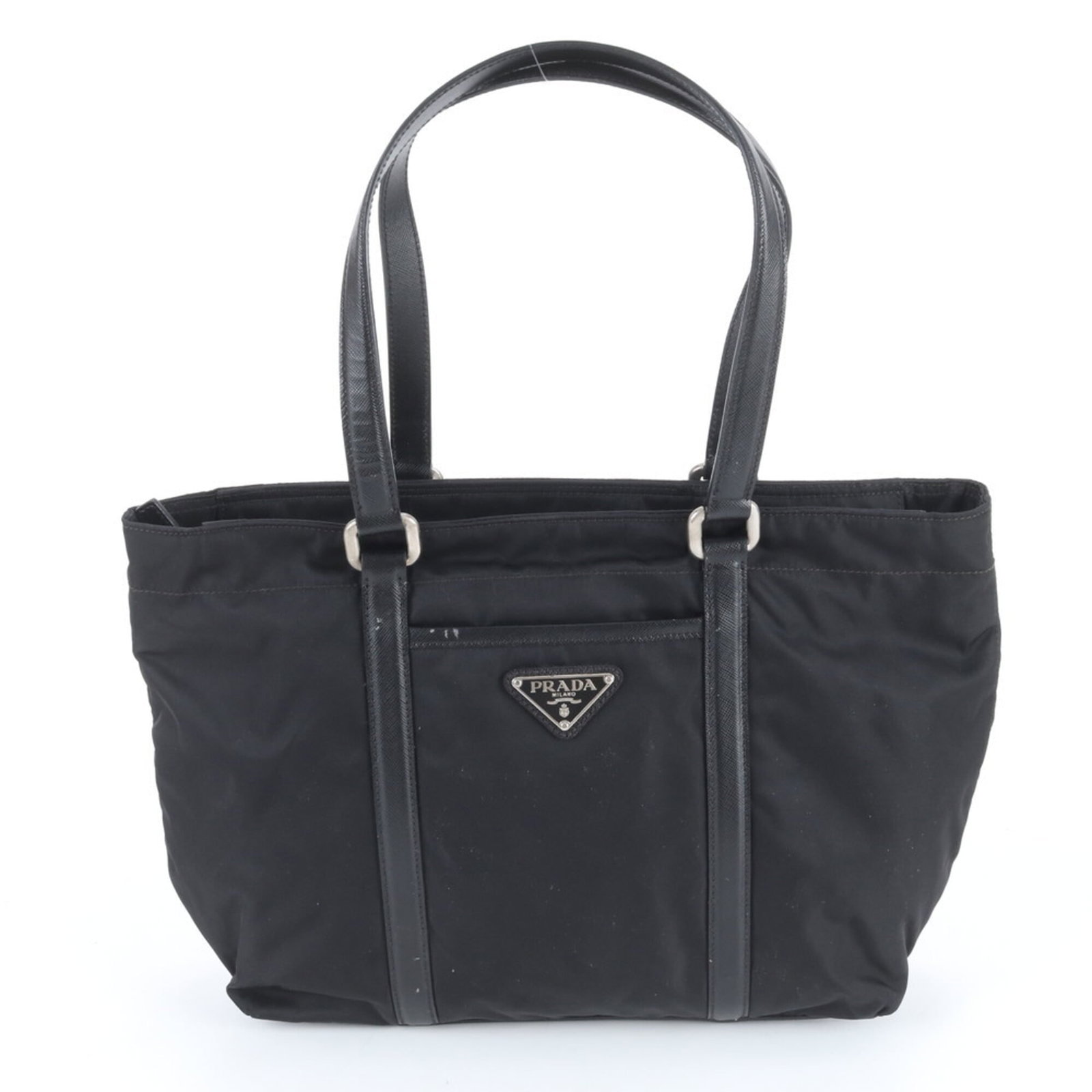 Prada Tessuto Nylon Saffiano Leather Tote Bag Handbag Shoulder Black Men'S (1 of 9)