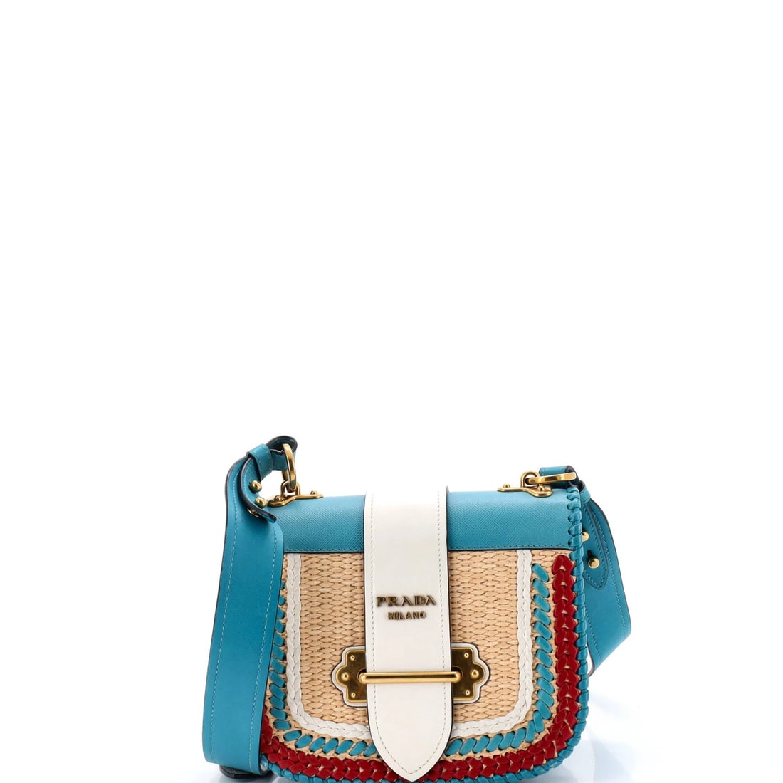 Cahier Prada Small Leather Crossbody Bag Straw Rounded: Cahier Prada Small Leather Crossbody Bag Straw Rounded The Prada Cahier Rounded Crossbody Bag Straw Small Leather and Straw bag features a unique blend of leather and straw materials in its exterior d