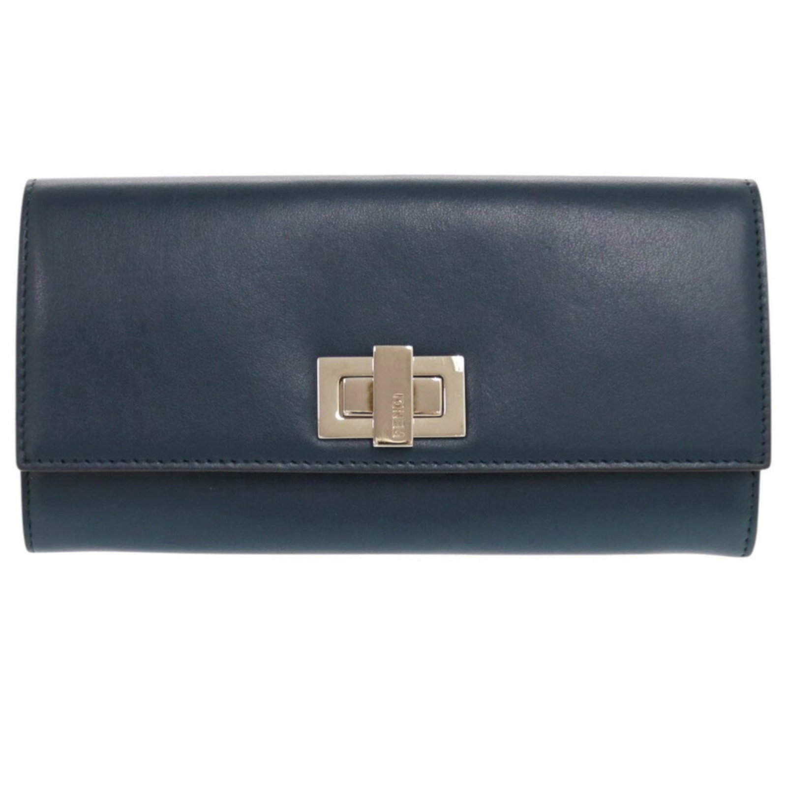 Fendi Long Wallet (Bi-Fold) Leather: Fendi Long Wallet (Bi-Fold) Leather The Fendi Long Wallet (Bi-Fold) Leather is a stylish and functional accessory, boasting its classic bi-fold design with a sleek navy leather finish. Measuring