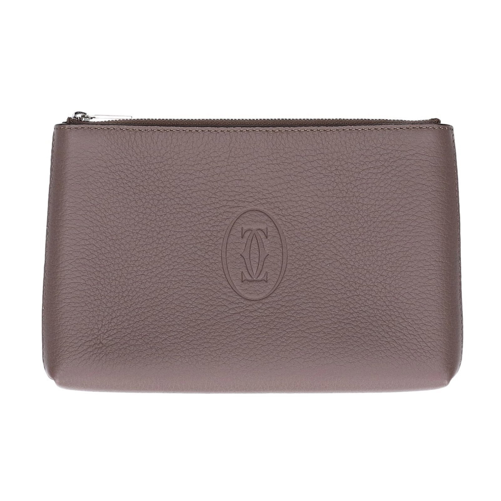 Cartier Pouch: Cartier Pouch Cartier pouch in beige features a classic design with a few traces of usage. The pouch has some scratches and dirt, but overall remains in very good condition. A subtle reminder of its p