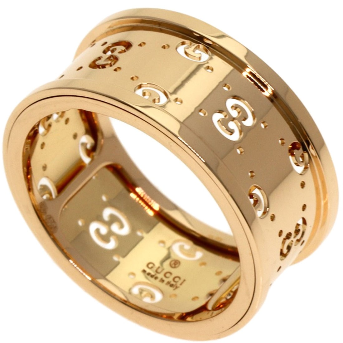 K18 pink gold ring: K18 pink gold ring K18 pink gold ring with a distinctive exterior color, bearing the hallmark of high-quality metal purity. This GUCCI-designed piece features K18 pink gold material and a ring size