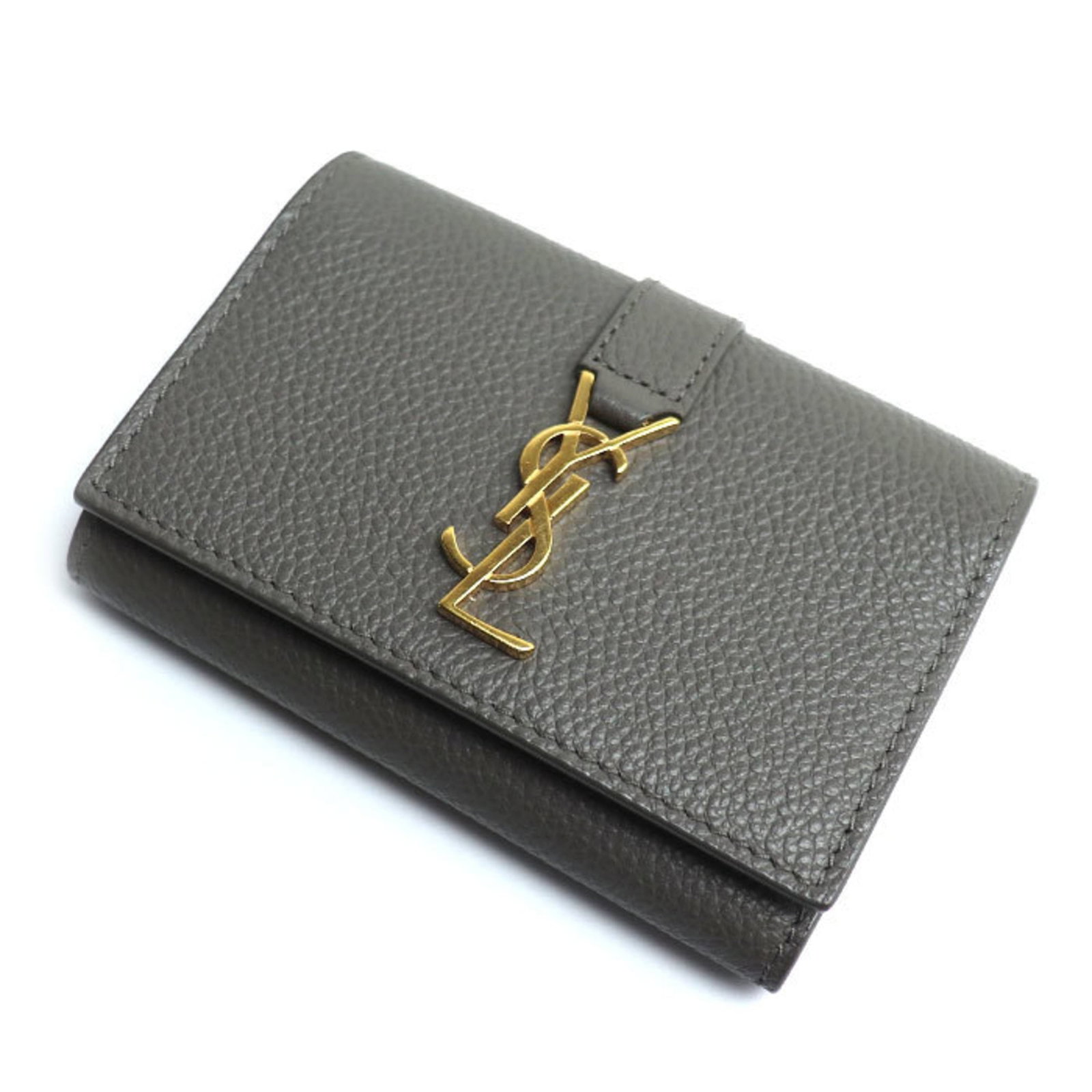 Saint Laurent Keycase Leather: Saint Laurent Keycase Leather This Saint Laurent Keycase Leather features a classic gray color and is made from high-quality leather. With its timeless design and durable construction, this keycase ha
