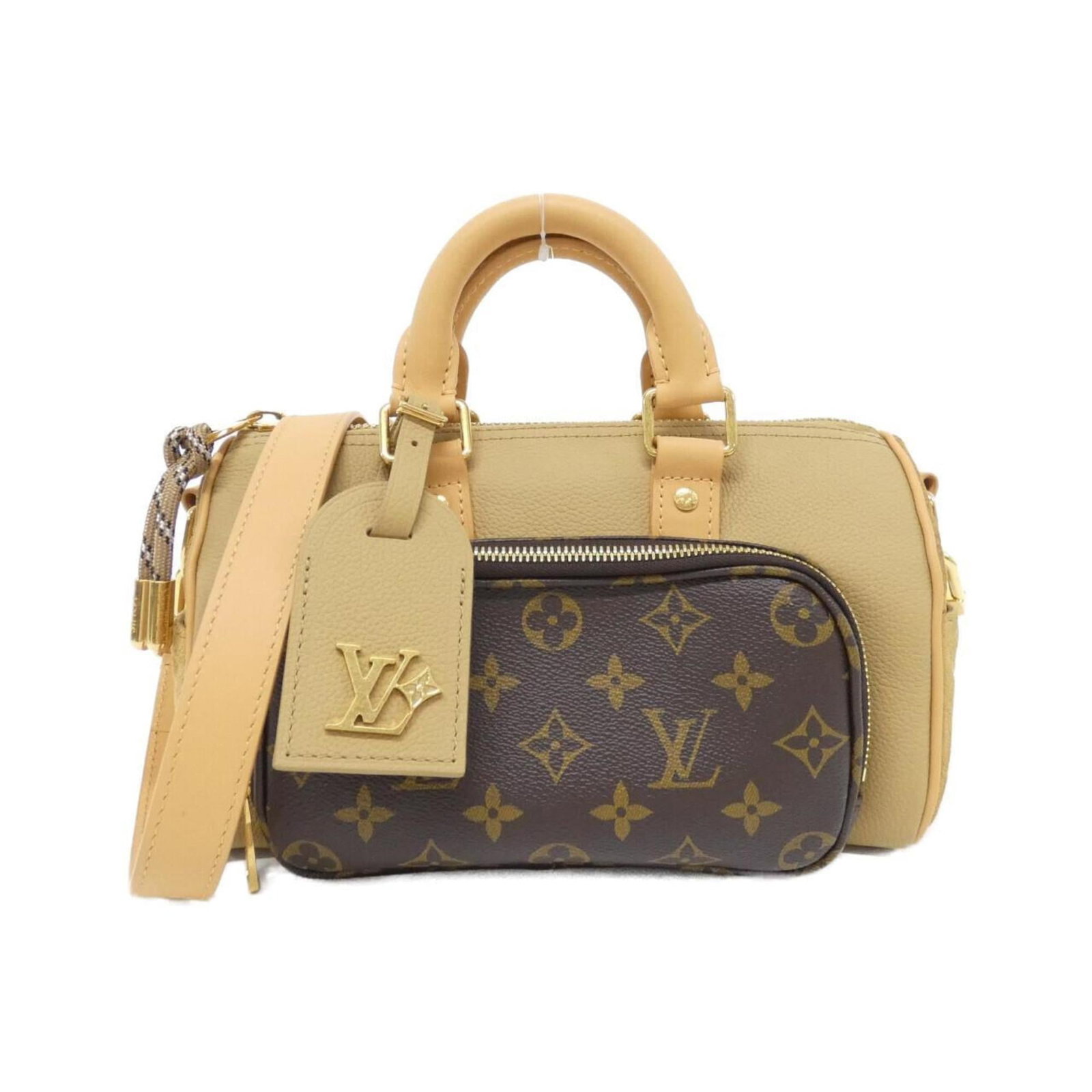 Louis Vuitton Boston Bag Coated Canvas Leather: Louis Vuitton Boston Bag Coated Canvas Leather The Louis Vuitton Boston Bag Coated Canvas Leather is a stylish and versatile accessory with a classic design. This beige bag features gold hardware and 