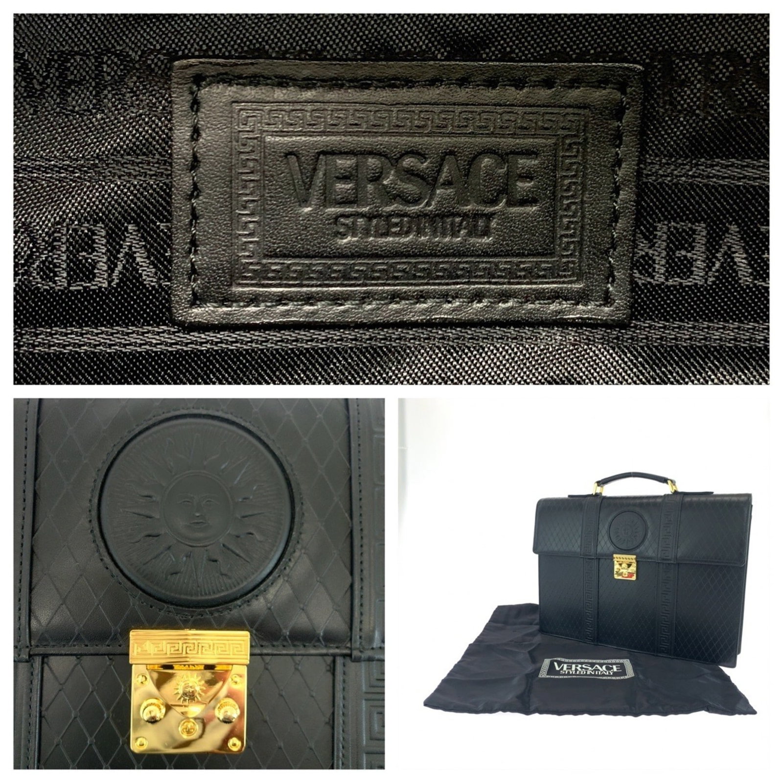 Versace Briefcase Handbag Leather - 4