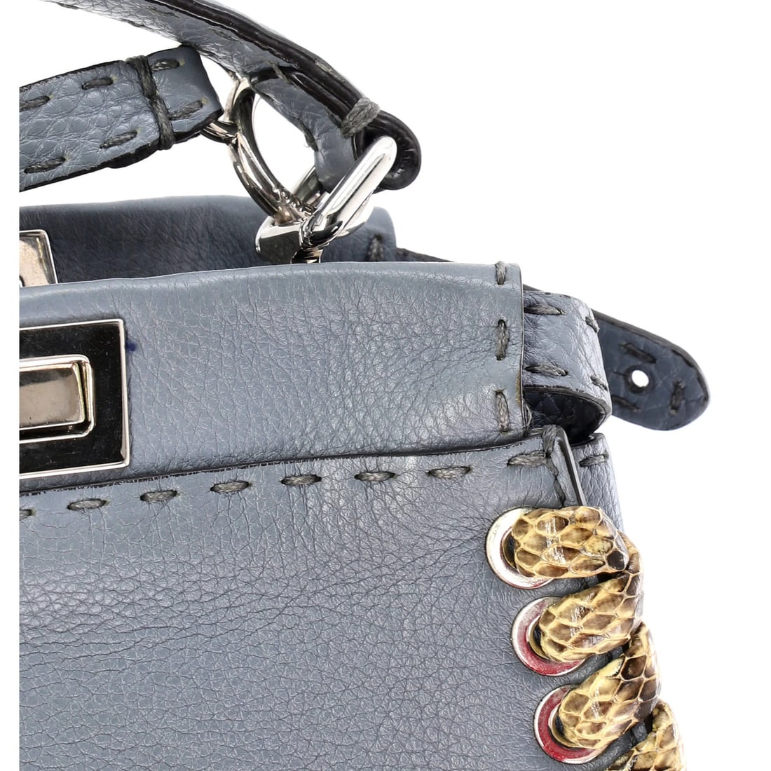 Fendi Peekaboo Bag with Leather Python Whipstitch Mini - 6