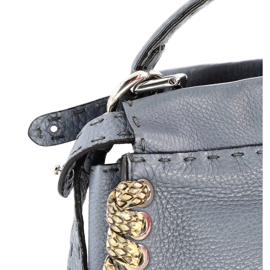 Fendi Peekaboo Bag with Leather Python Whipstitch Mini - 7