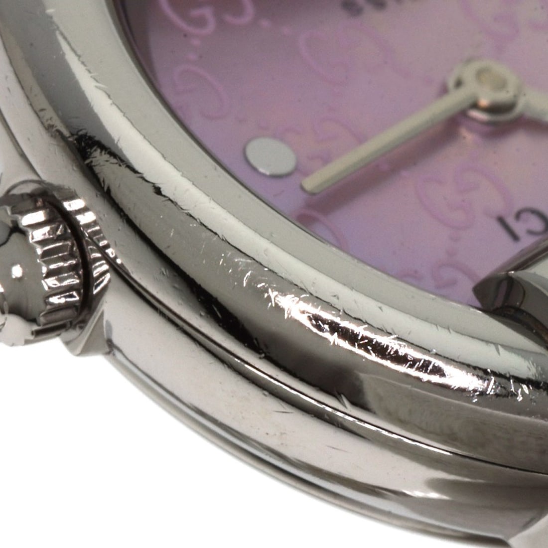 Stainless round face pink shell bangle watches - 14