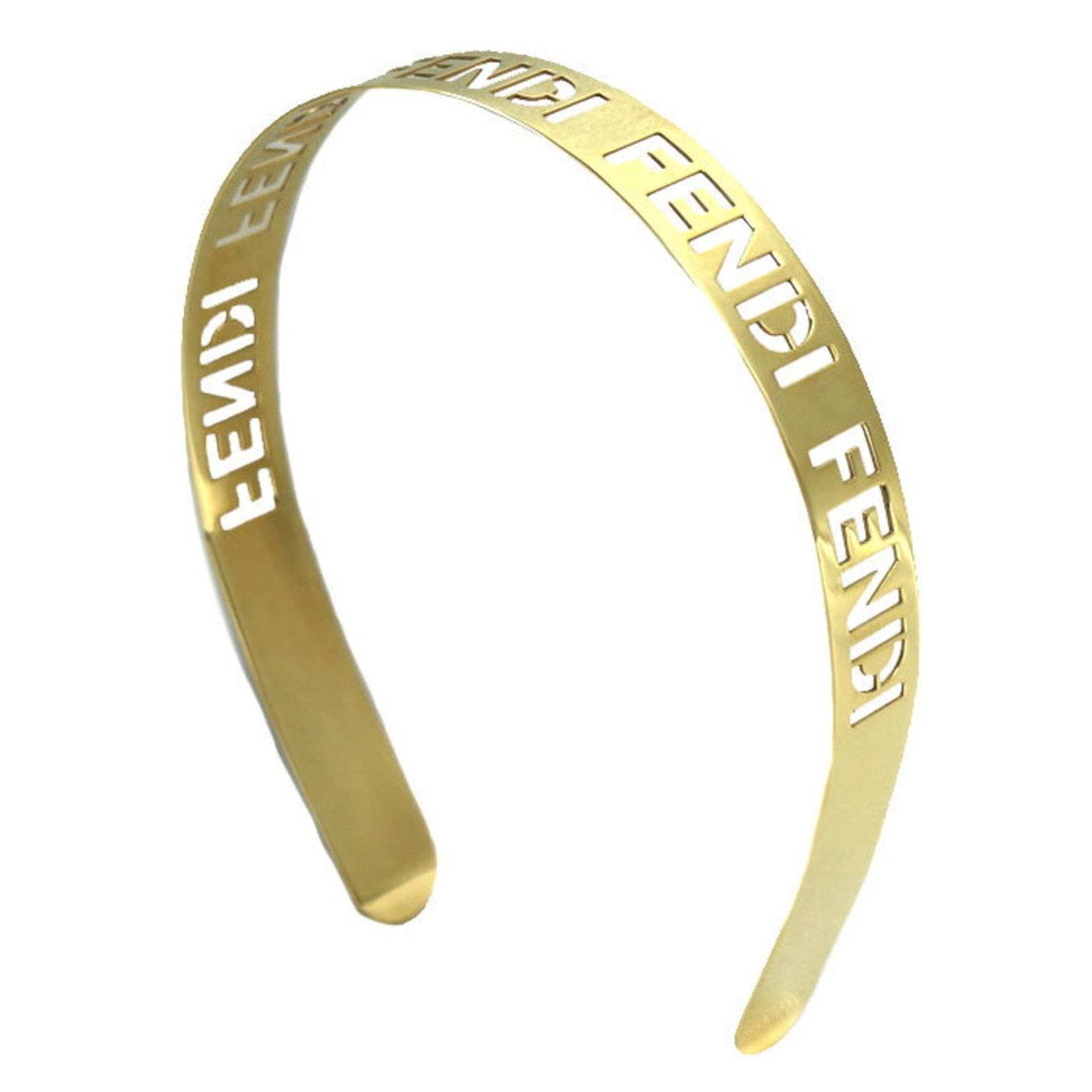 Fendi Alice Band: Fendi Alice Band The Fendi Alice Band boasts a stunning gold finish, showcasing intricate details that add to its allure. Measuring 18cm in length and width, this elegant accessory features a few subt