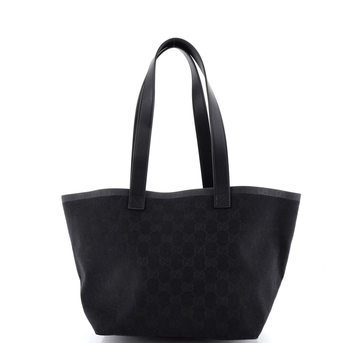 Gucci Totissima Canvas Small Tote Bag: Gucci Totissima Canvas Small Tote Bag The Gucci Totissima Canvas Small Tote Bag boasts sleek black canvas exterior with gold tone hardware, showcasing understated elegance. Measuring 8.5" tall and 8" 